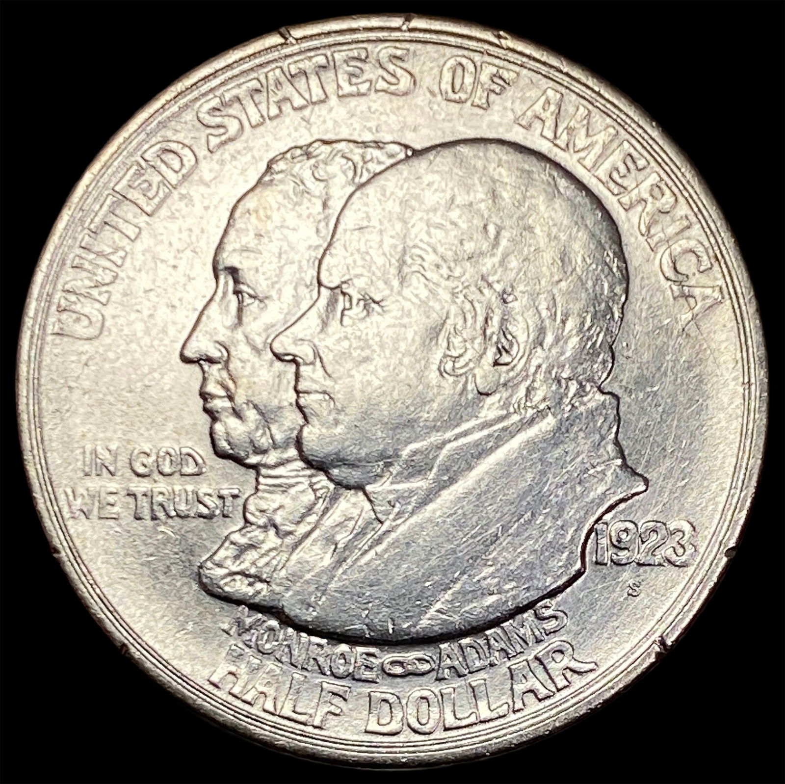 1923 Silver Monroe Doctrine Centennial Half Dollar CLOSELY UNCIRCULATED: 1923 Silver Monroe Doctrine Centennial Half Dollar CLOSELY UNCIRCULATED