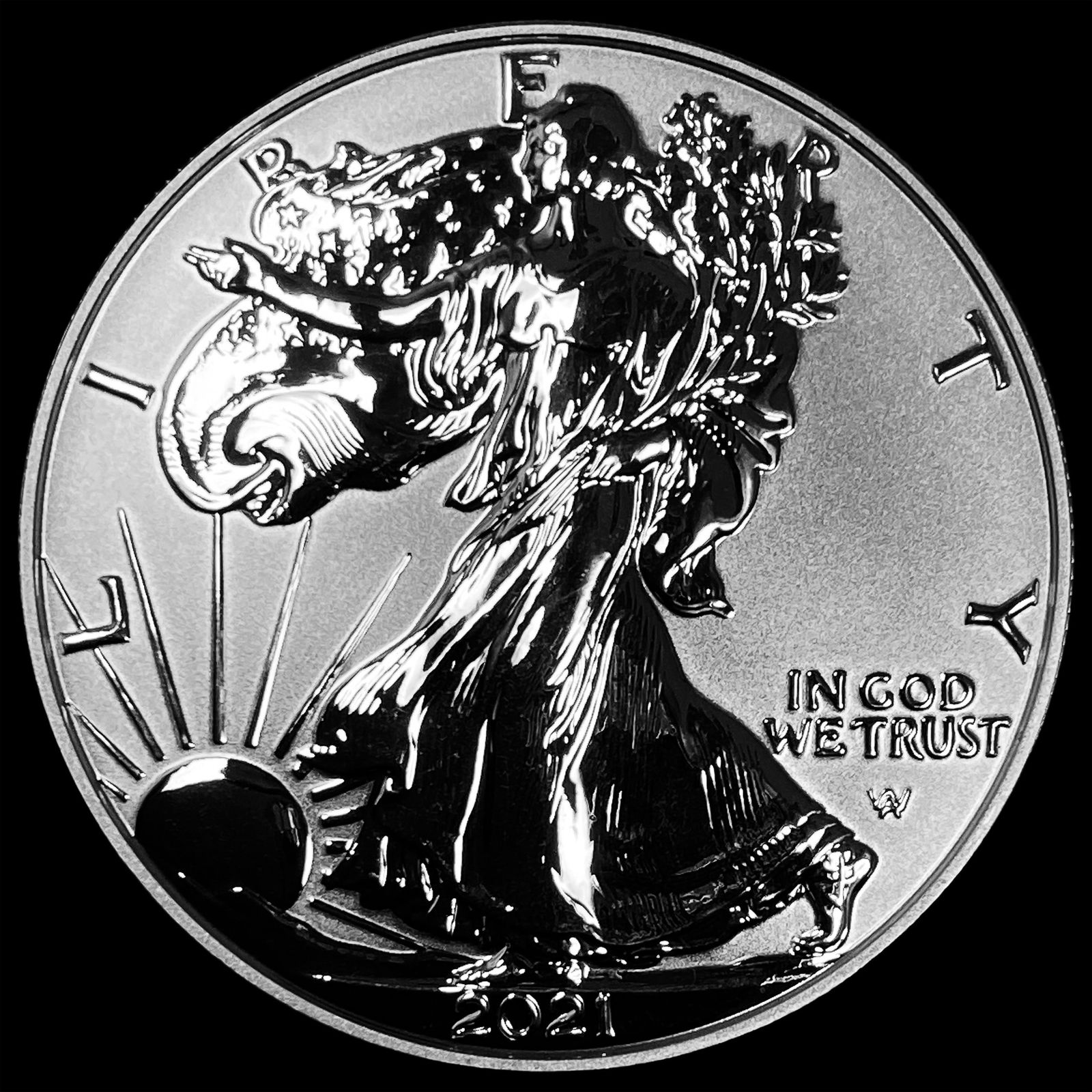 2021-W Silver American Eagle Type 2 GEM PROOF: 2021-W Silver American Eagle Type 2 GEM PROOF