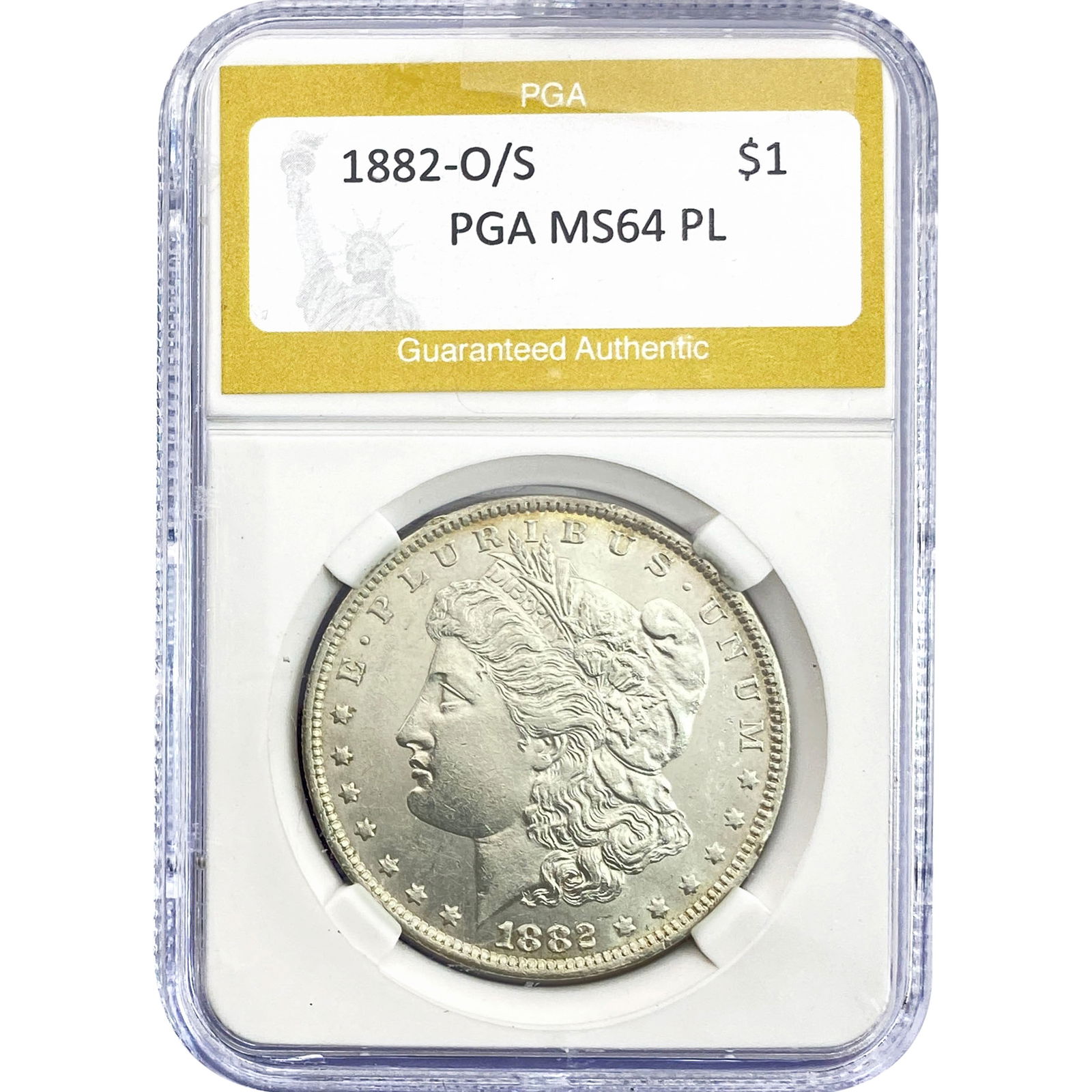 1882-O/S Morgan Silver Dollar PGA MS64 PL: 1882-O/S Morgan Silver Dollar PGA MS64 PL