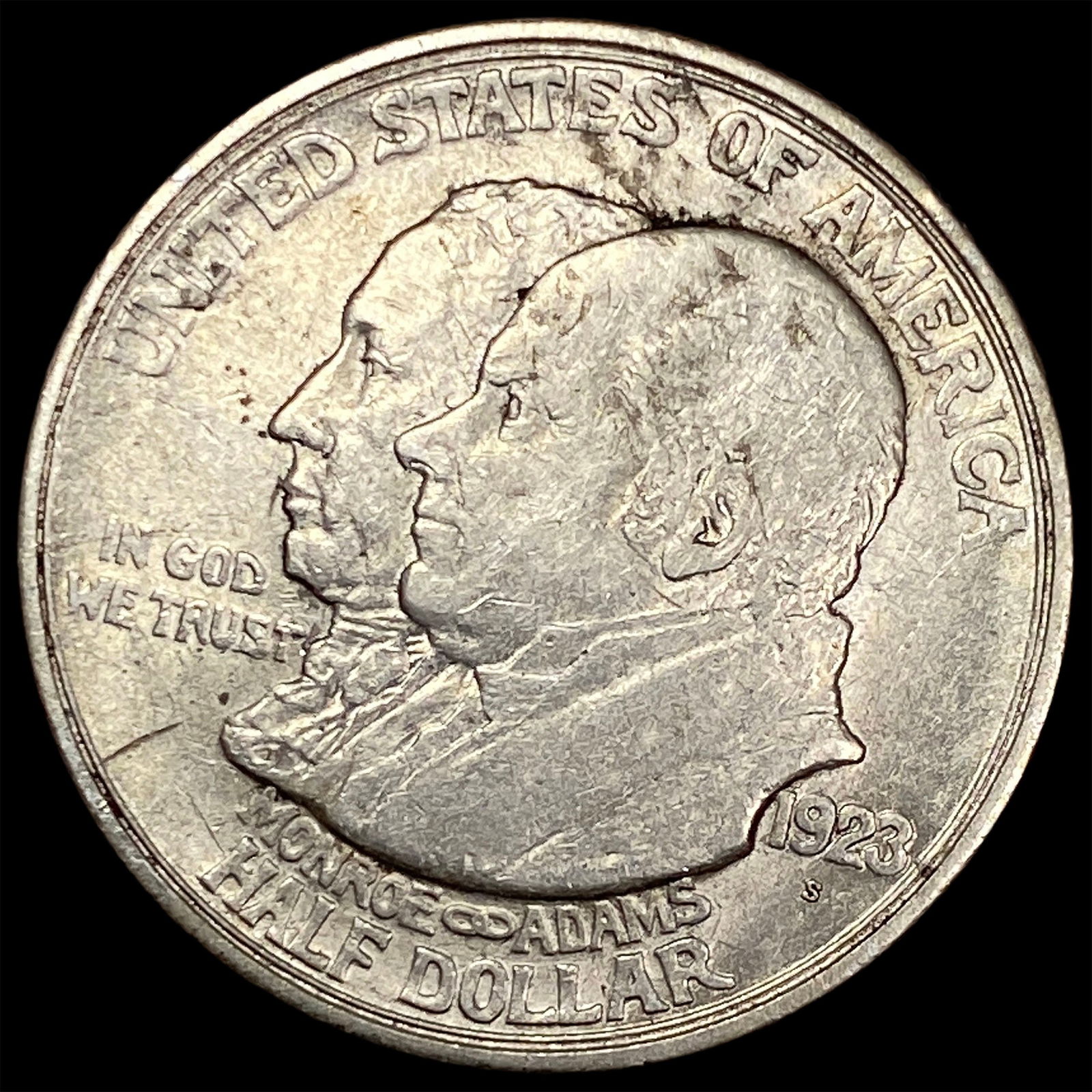 1923-S Silver Monroe Doctrine Centennial Half Dollar CLOSELY UNCIRCULATED: 1923-S Silver Monroe Doctrine Centennial Half Dollar CLOSELY UNCIRCULATED