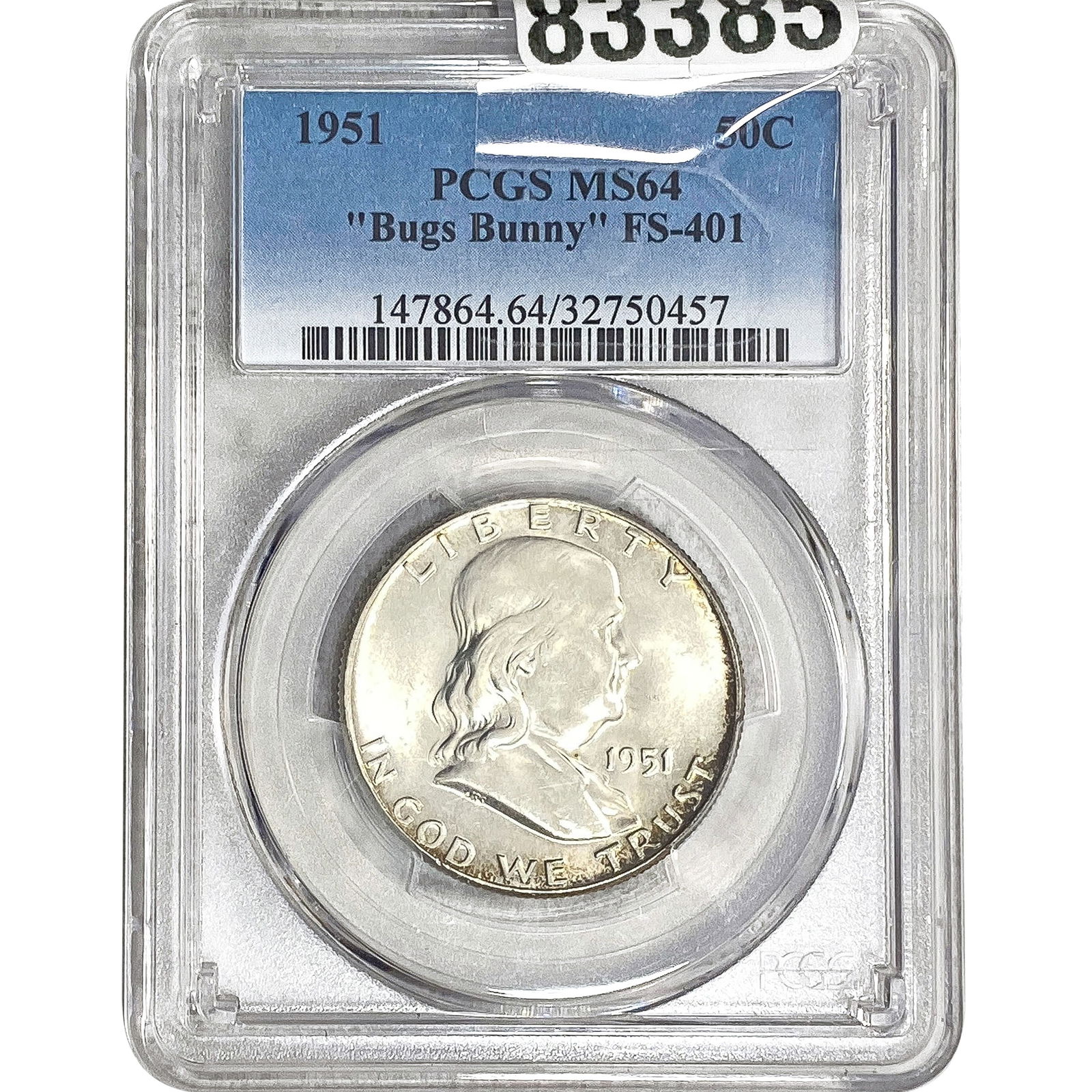 1951 Franklin Half Dollar PCGS MS64 Bugs Bunny: 1951 Franklin Half Dollar PCGS MS64 Bugs Bunny