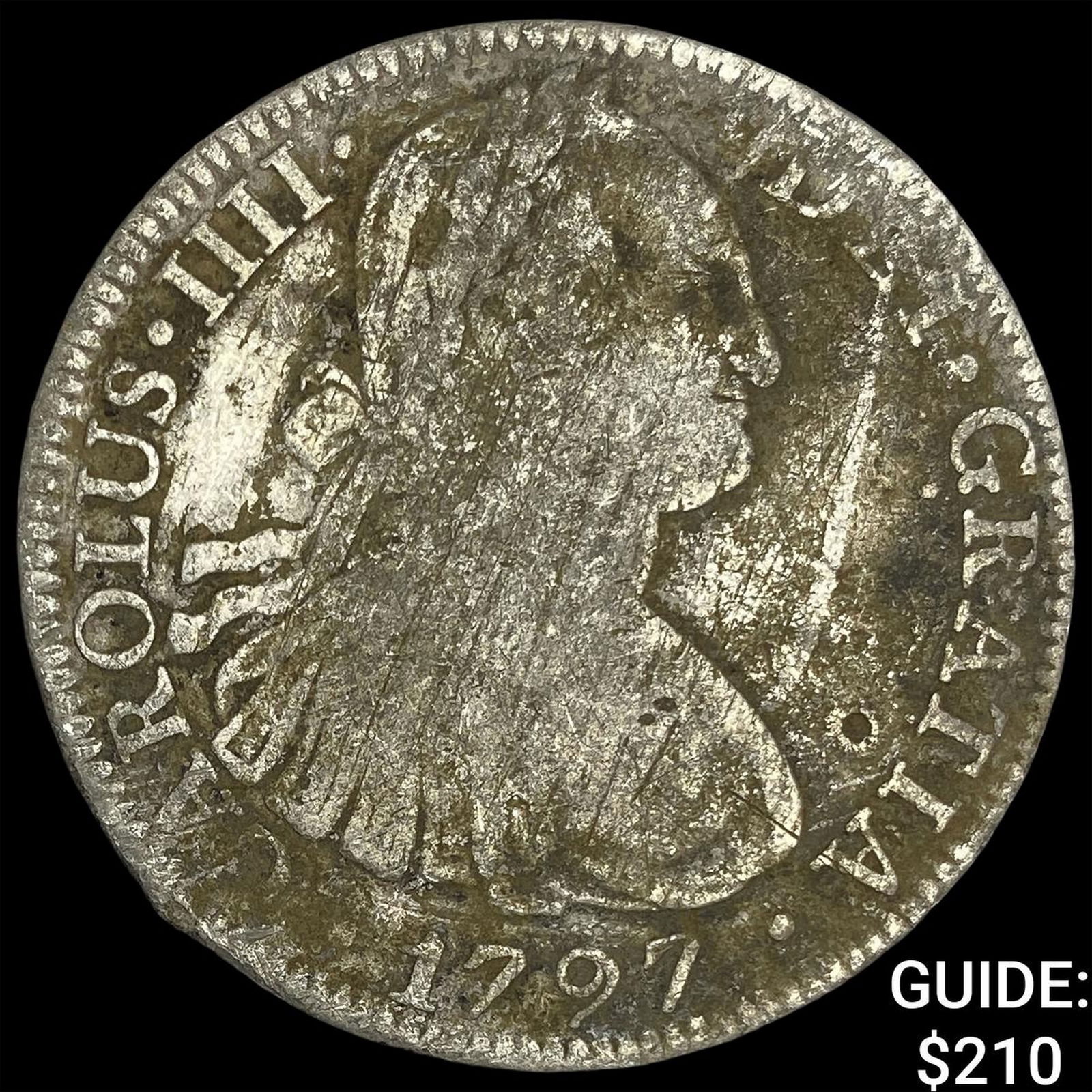 1797 Mexico Silver 8 Reales NEARLY UNCIRCULATED: 1797 Mexico Silver 8 Reales NEARLY UNCIRCULATED