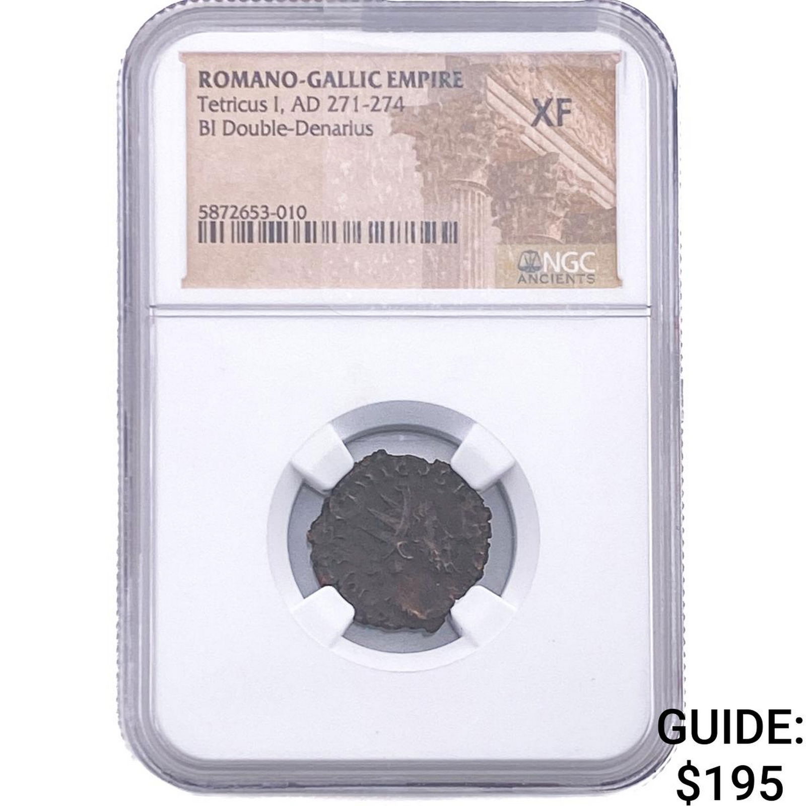 Romano-Gallic Tetricus I, 271-274 BI Dbl Denarius NGC XF: Romano-Gallic Tetricus I, 271-274 BI Dbl Denarius NGC XF