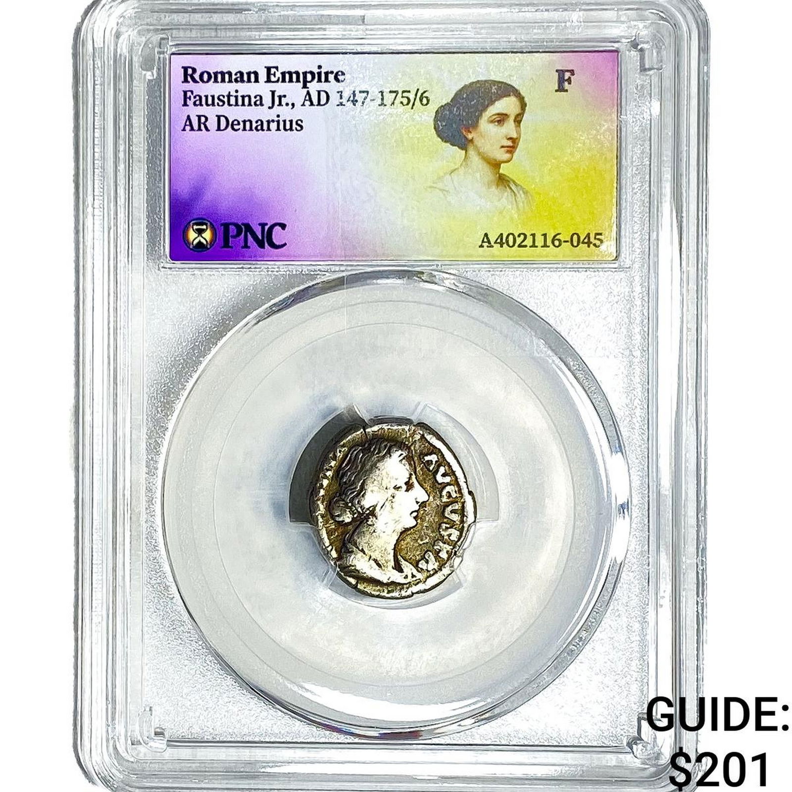 Roman Faustina Jr.,AD 147-175/6 Silver Denarius F: Roman Faustina Jr.,AD 147-175/6 Silver Denarius F