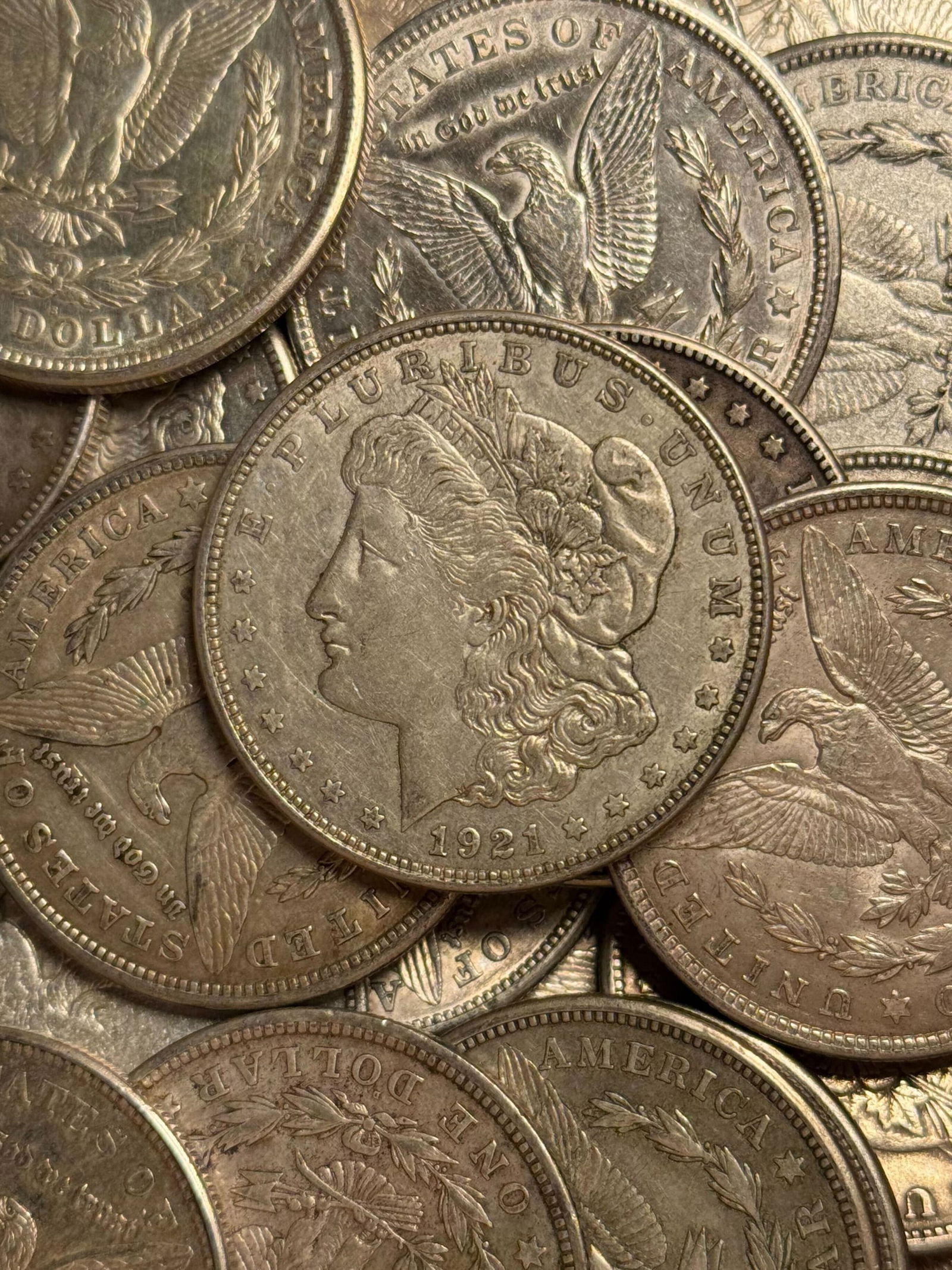 [20 coins] 1921 Morgan Silver Dollar Roll Ch Circ: [20 coins] 1921 Morgan Silver Dollar Roll Ch Circ