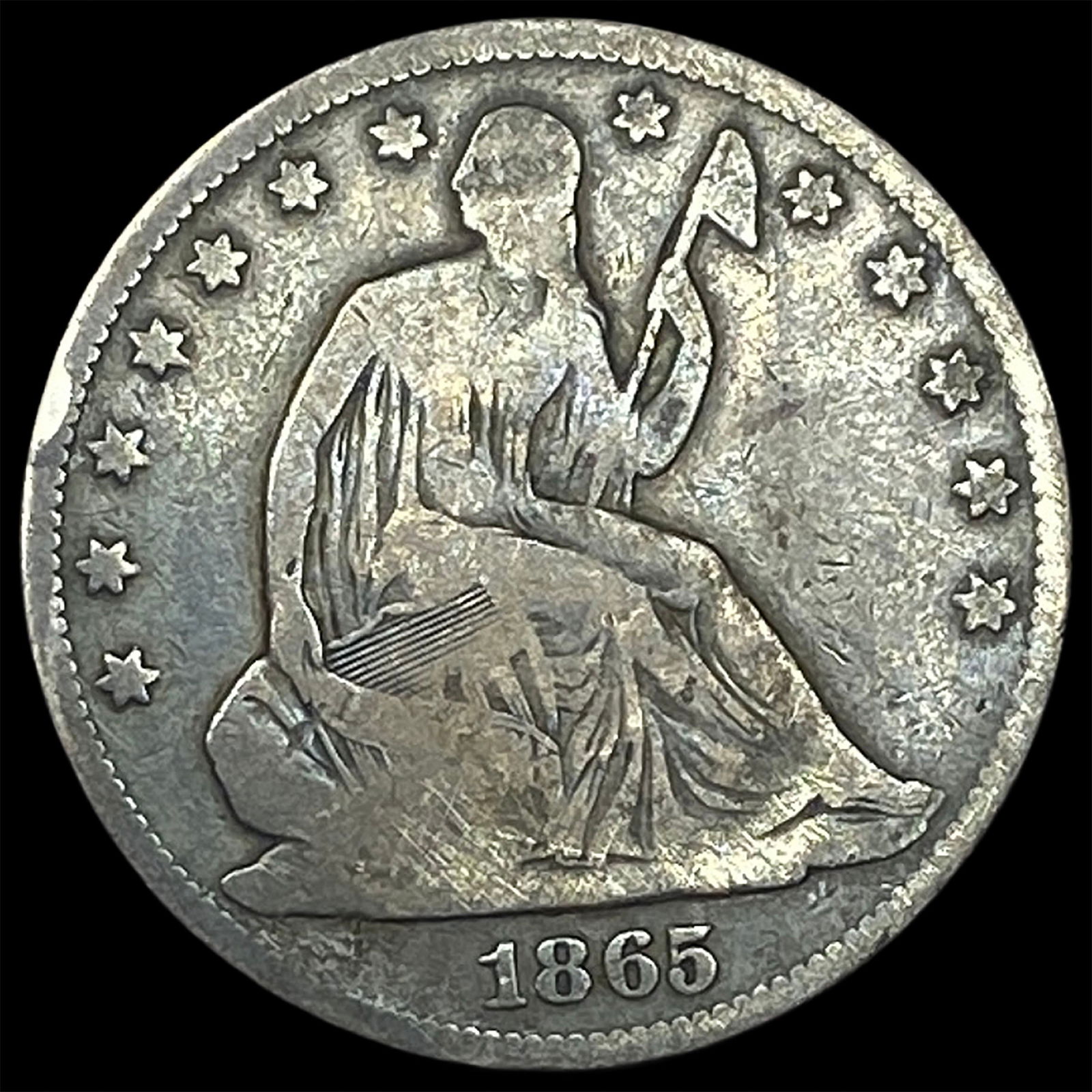 1865 Seated Liberty Half Dollar NICELY CIRCULATED: 1865 Seated Liberty Half Dollar NICELY CIRCULATED