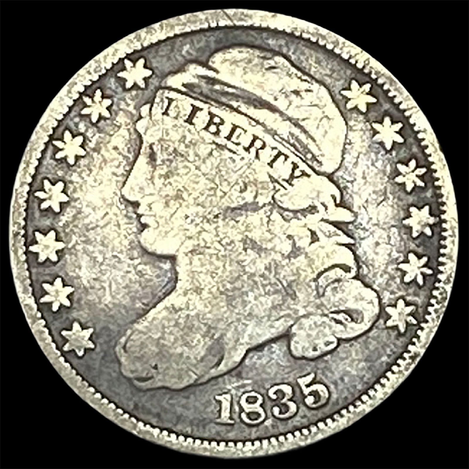 1835 Silver Capped Bust Dime NICELY CIRCULATED: 1835 Silver Capped Bust Dime NICELY CIRCULATED