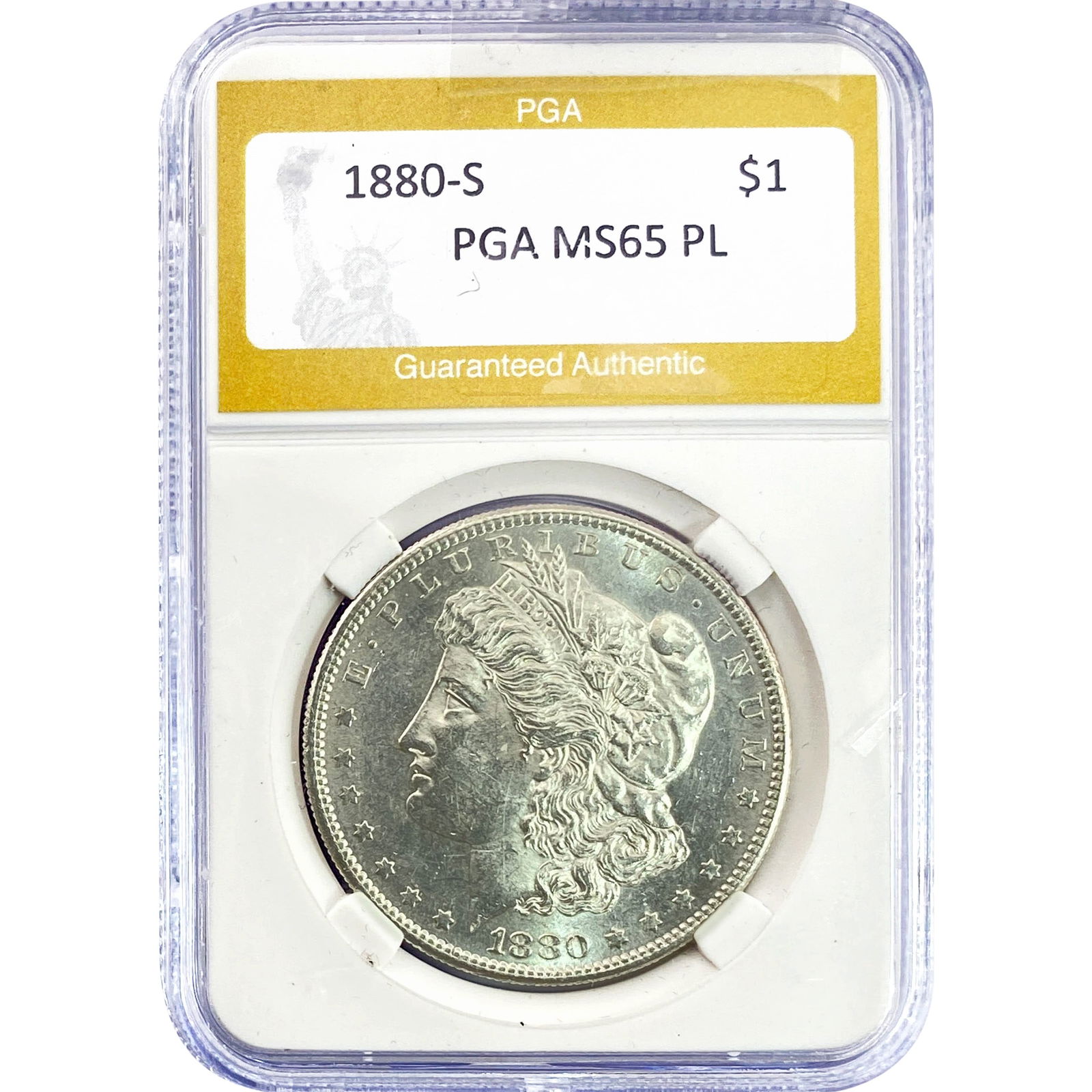 1880-S Morgan Silver Dollar PGA MS65 PL: 1880-S Morgan Silver Dollar PGA MS65 PL
