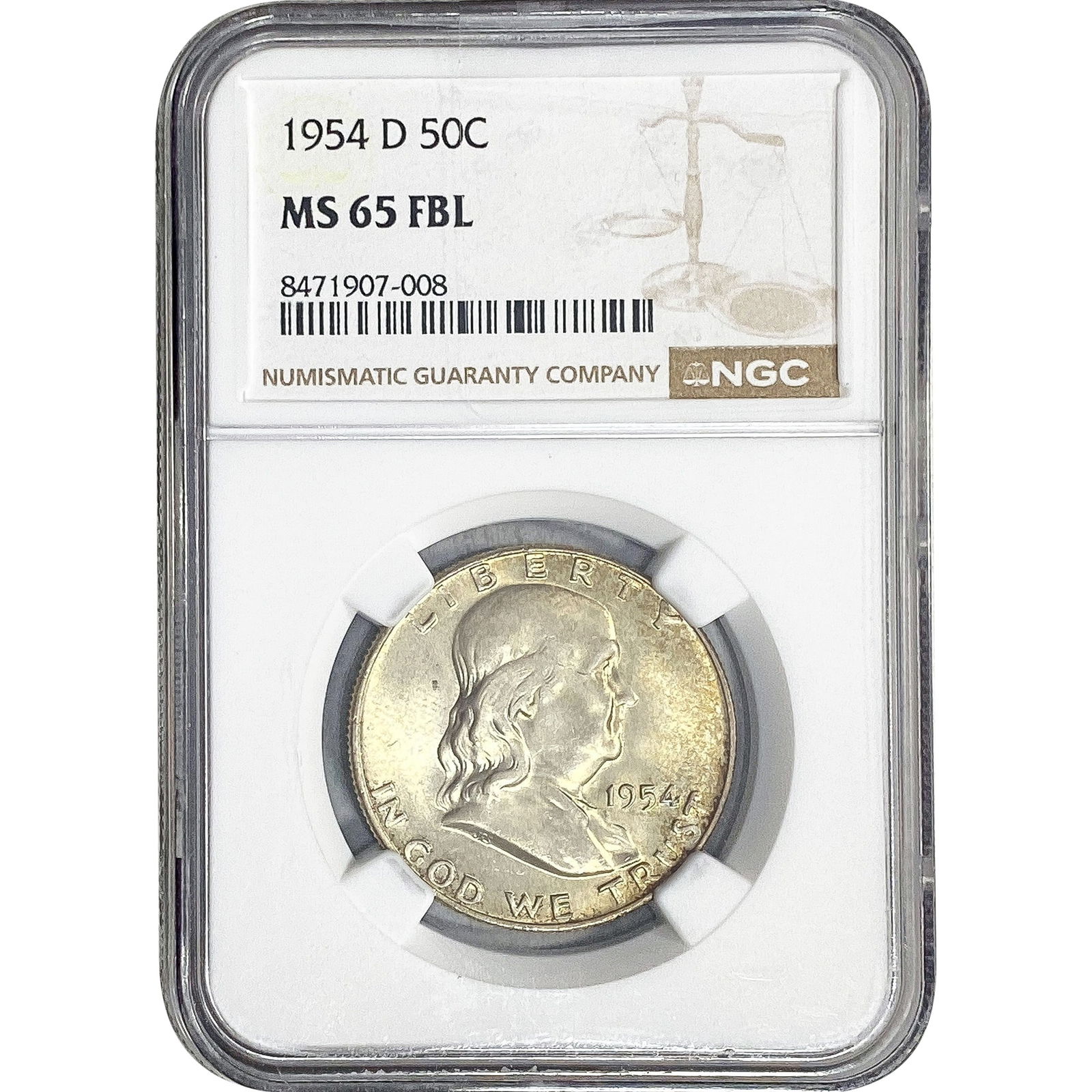 1954-D Franklin Half Dollar NGC MS65 FBL: 1954-D Franklin Half Dollar NGC MS65 FBL
