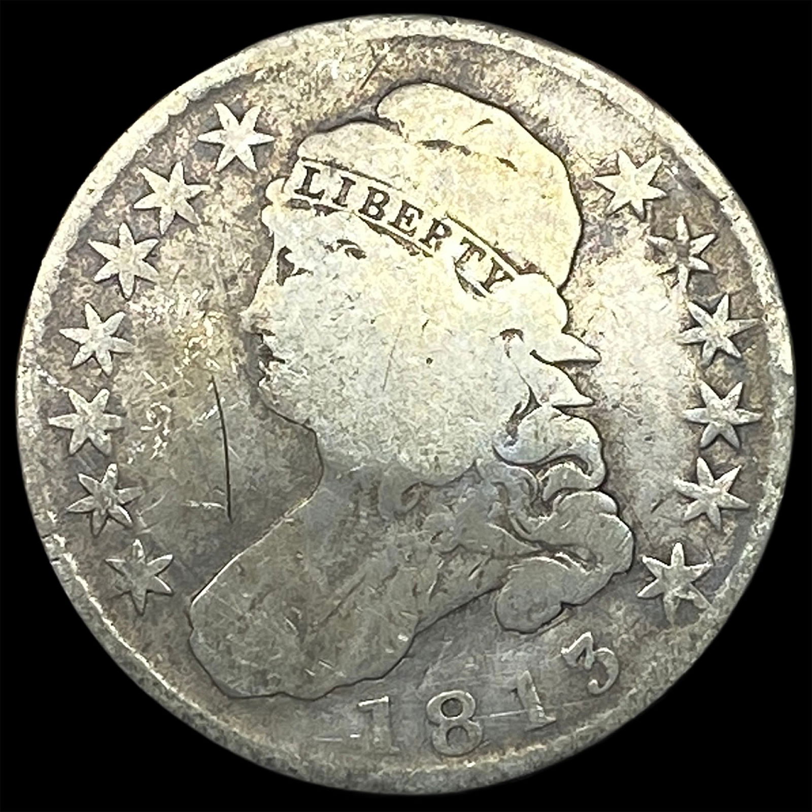 1813 Capped Bust Half Dollar NICELY CIRCULATED: 1813 Capped Bust Half Dollar NICELY CIRCULATED