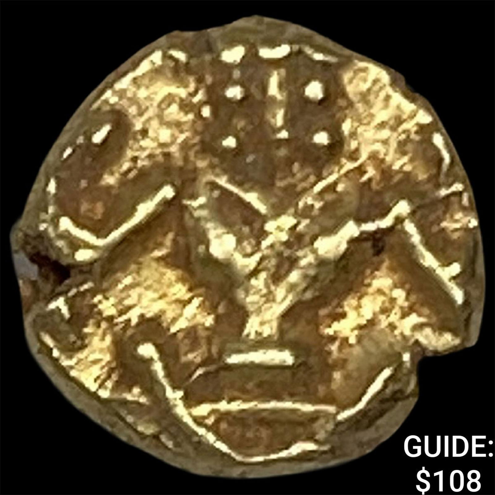 1600-1800 India .014oz Gold Fanam UNCIRCULATED: 1600-1800 India .014oz Gold Fanam UNCIRCULATED