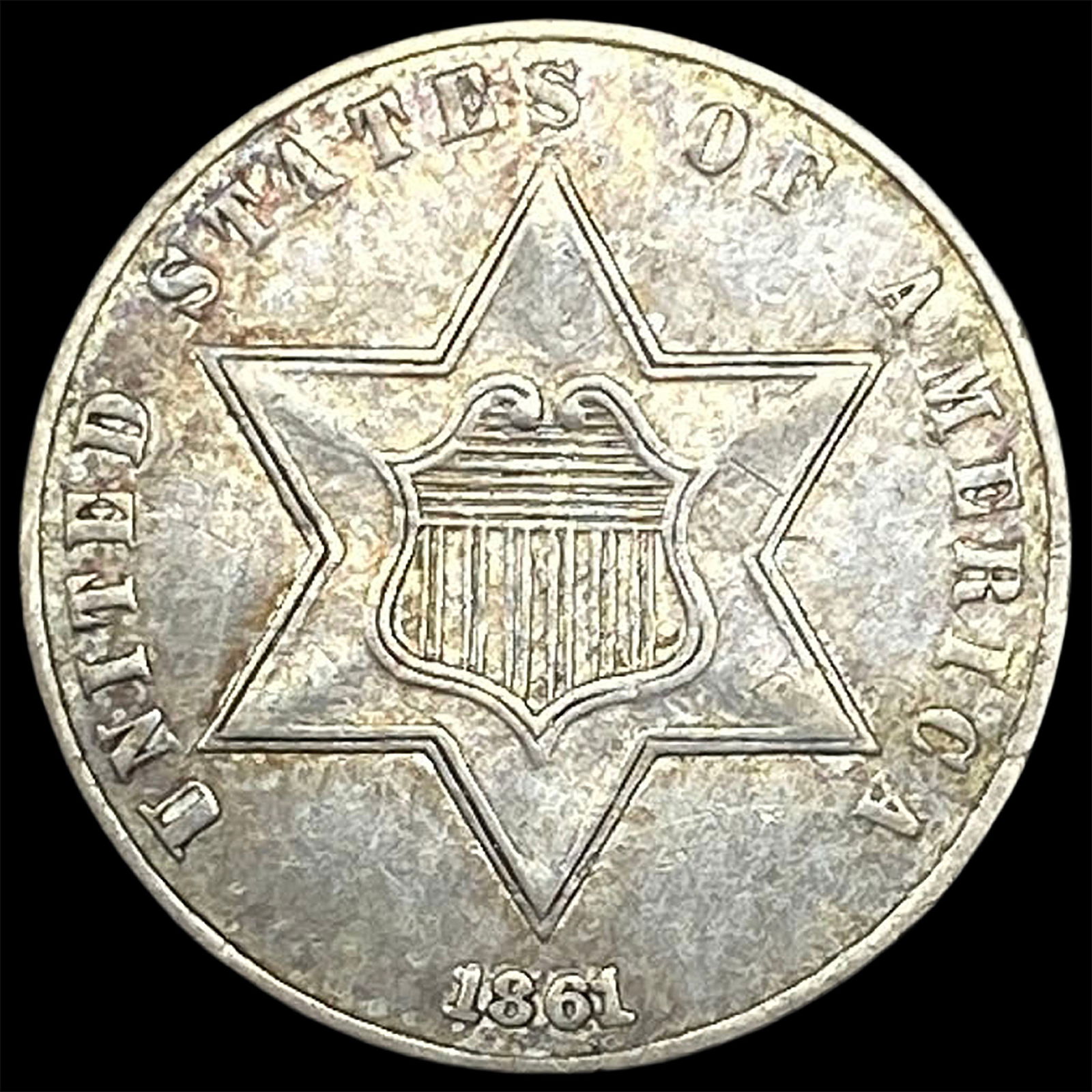 1861 Silver Three-Cent Piece CLOSELY UNCIRCULATED (1 of 2)