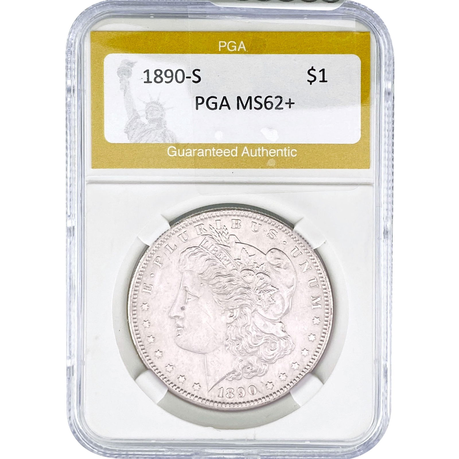 1890-S Morgan Silver Dollar PGA MS62+: 1890-S Morgan Silver Dollar PGA MS62+