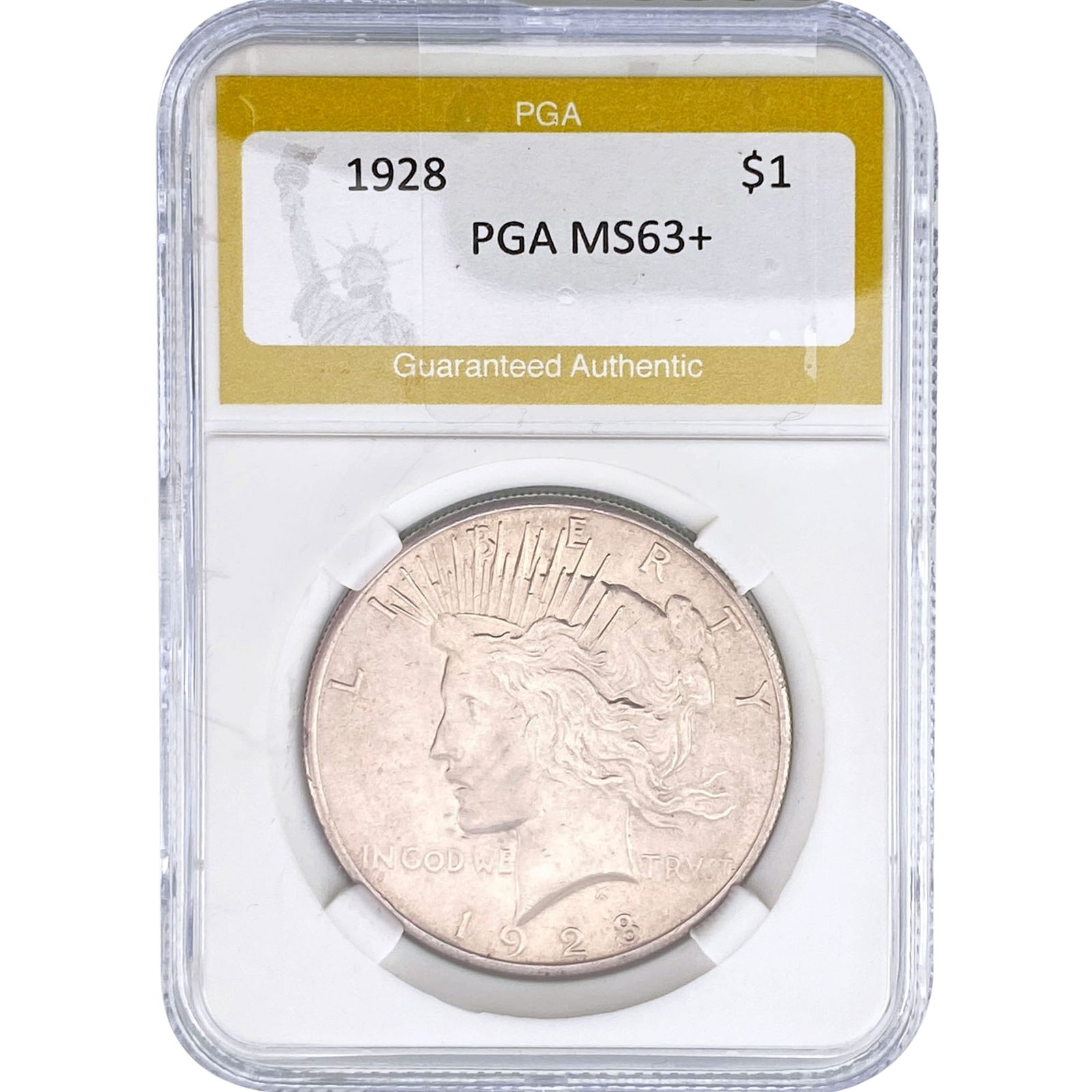 1928 Silver Peace Dollar PGA MS63+: 1928 Silver Peace Dollar PGA MS63+