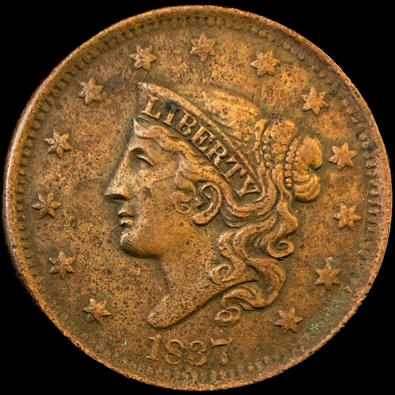 1837 Coronet Head Large Cent CHOICE AU (1 of 2)