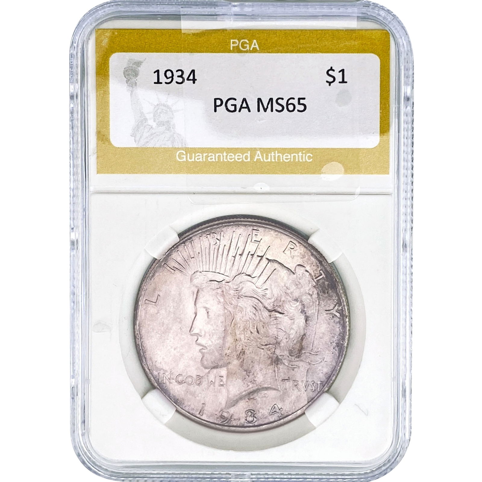 1934 Silver Peace Dollar PGA MS65: 1934 Silver Peace Dollar PGA MS65