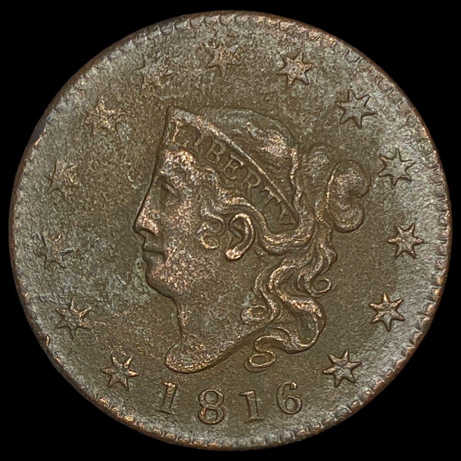 1816 Coronet Head Large Cent CLOSELY UNCIRCULATED: 1816 Coronet Head Large Cent CLOSELY UNCIRCULATED