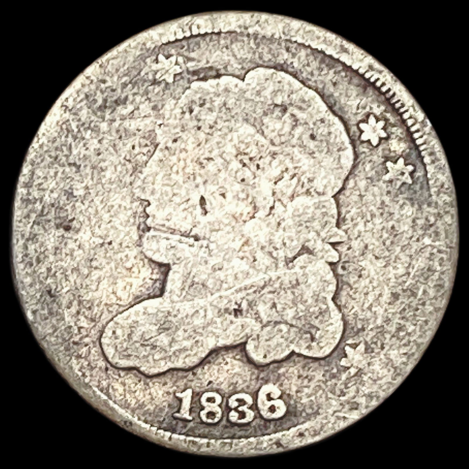 1836 Capped Bust Half Dime NICELY CIRCULATED: 1836 Capped Bust Half Dime NICELY CIRCULATED