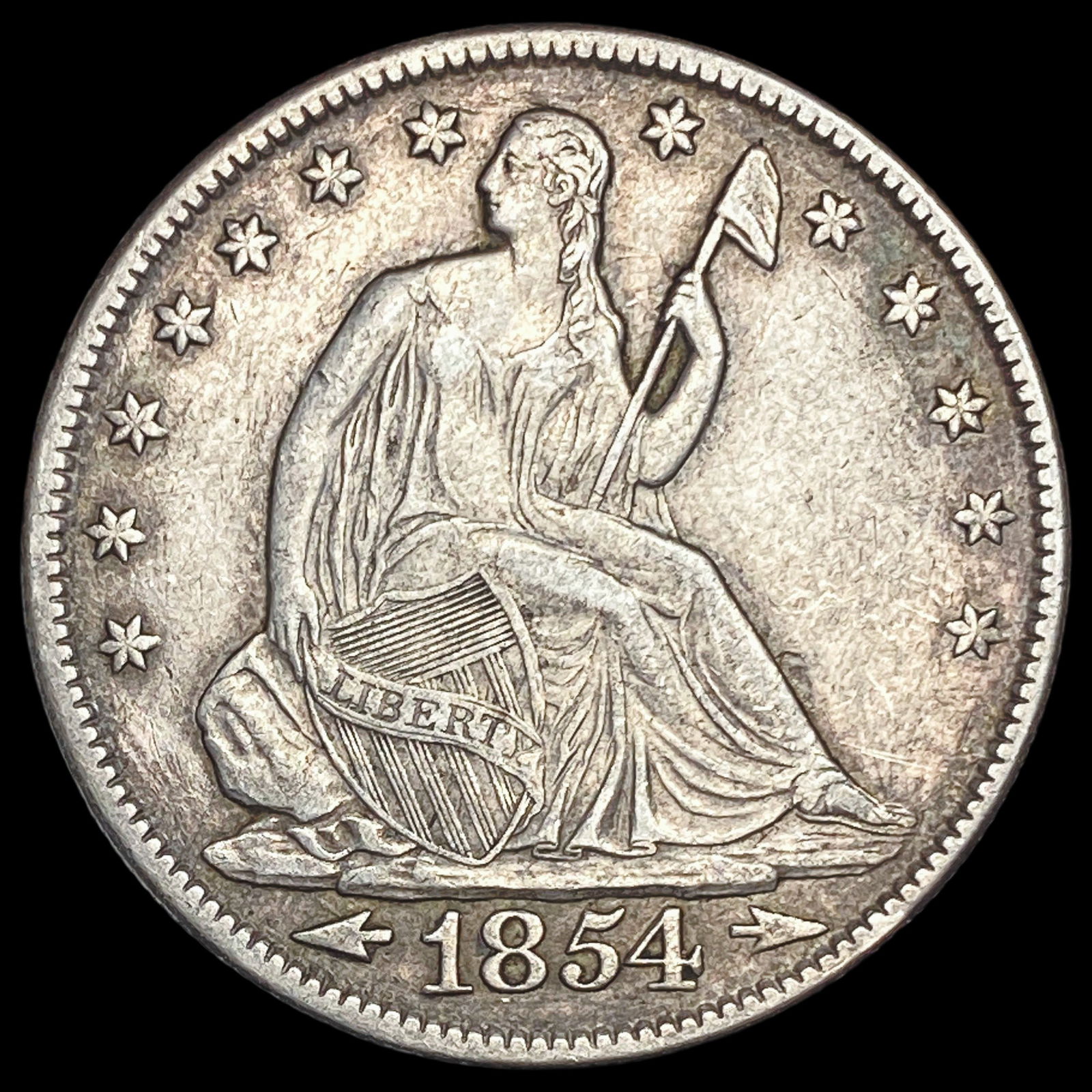 1854 Arrows Seated Liberty Half Dollar CLOSELY UNCIRCULATED: 1854 Arrows Seated Liberty Half Dollar CLOSELY UNCIRCULATED