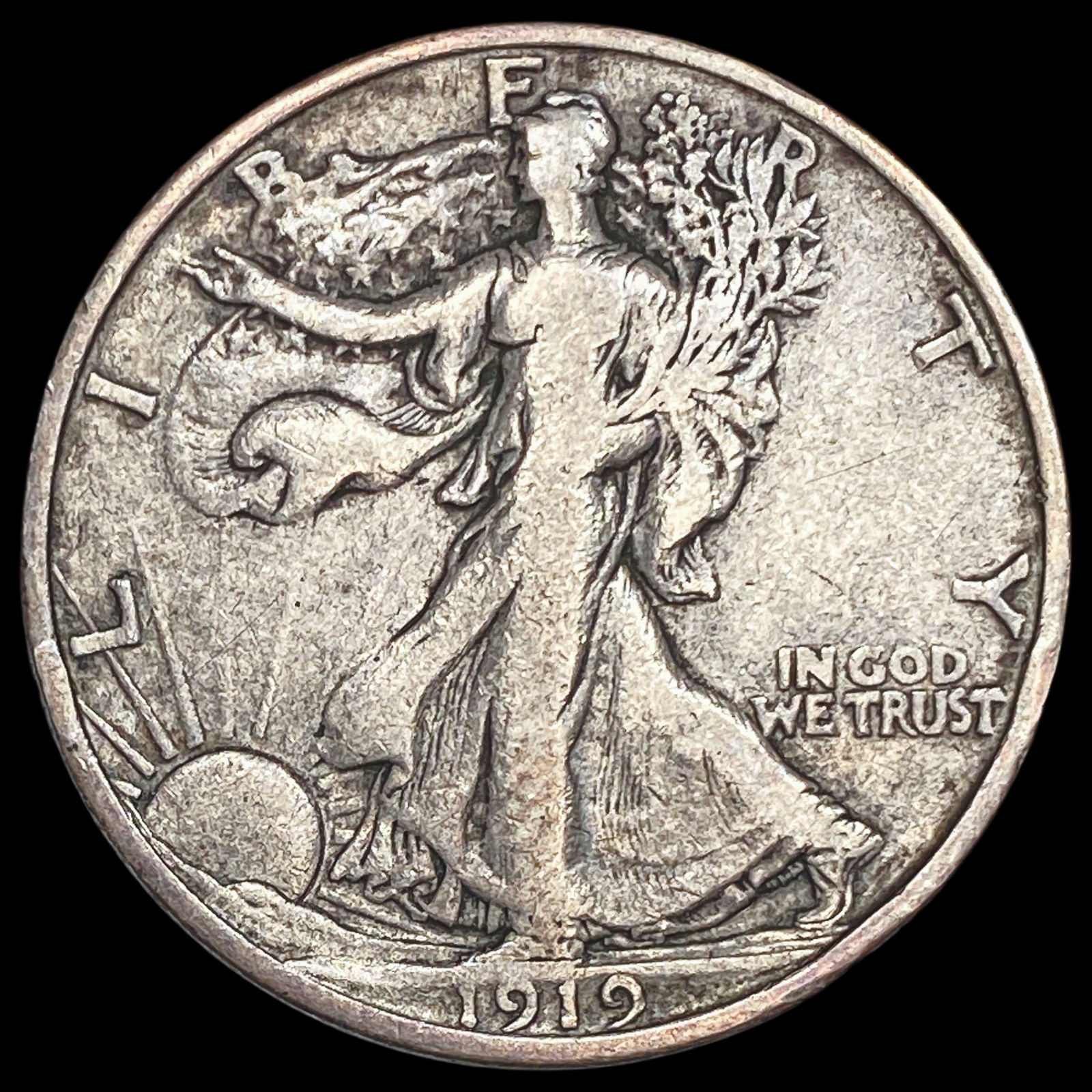 1919-D Silver Walking Liberty Half Dollar LIGHTLY CIRCULATED (1 of 2)
