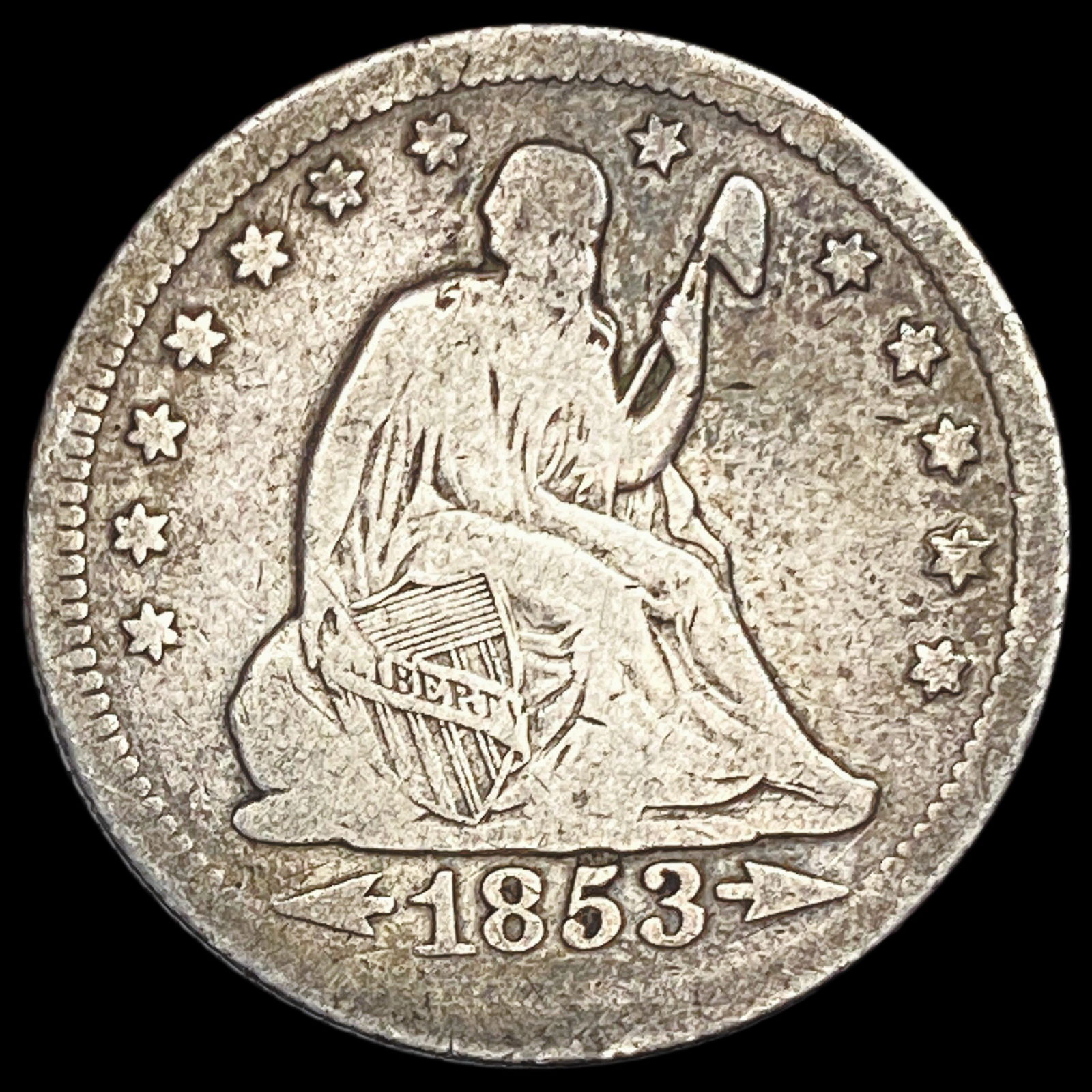 1853-O Arrows/Rays Seated Liberty Quarter NICELY CIRCULATED: 1853-O Arrows/Rays Seated Liberty Quarter NICELY CIRCULATED
