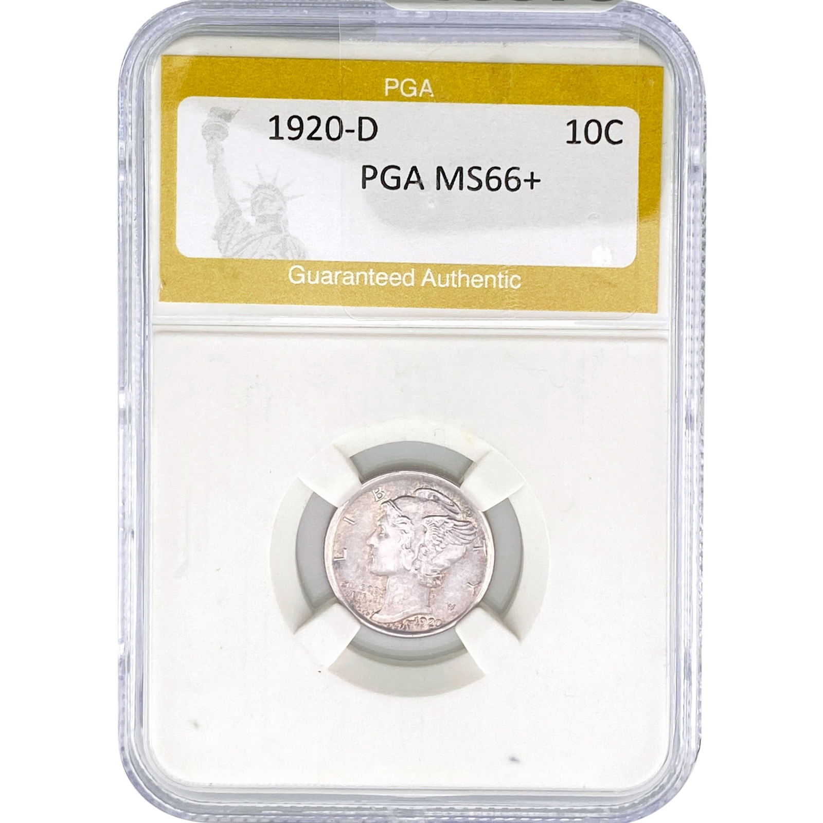 1920-D Mercury Silver Dime PGA MS66+: 1920-D Mercury Silver Dime PGA MS66+