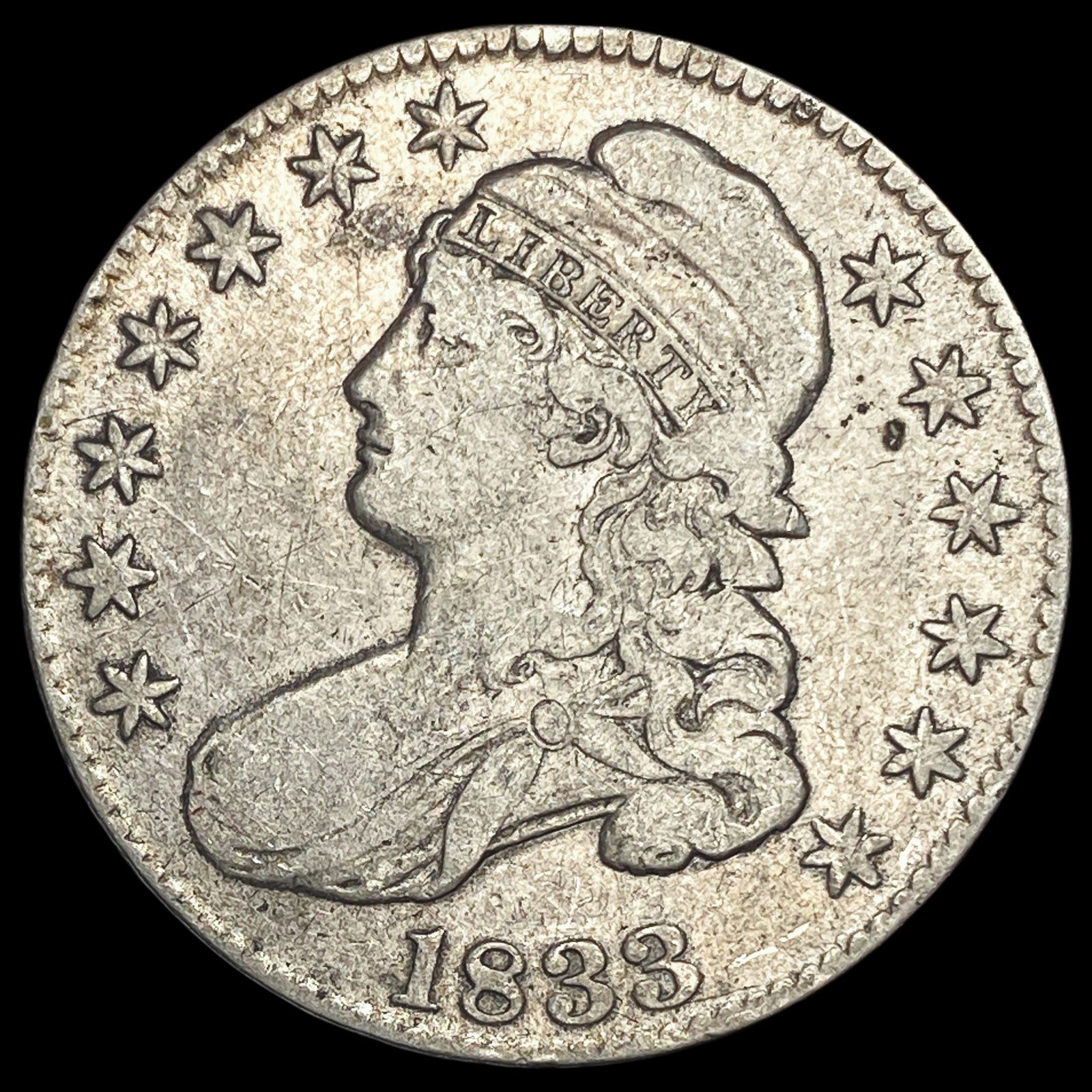 1833 Capped Bust Half Dollar NICELY CIRCULATED: 1833 Capped Bust Half Dollar NICELY CIRCULATED