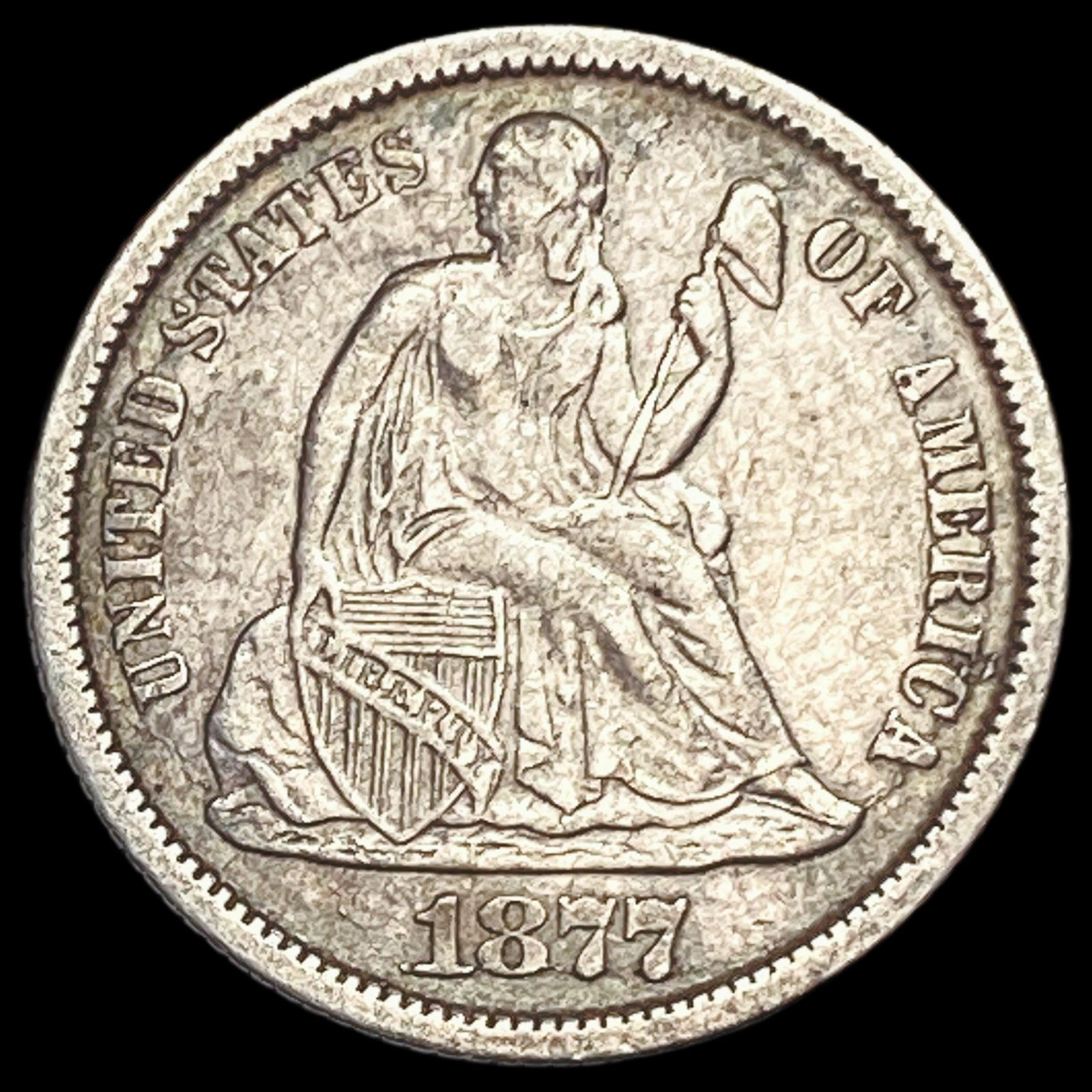 1877-CC Silver Seated Liberty Dime UNCIRCULATED: 1877-CC Silver Seated Liberty Dime UNCIRCULATED