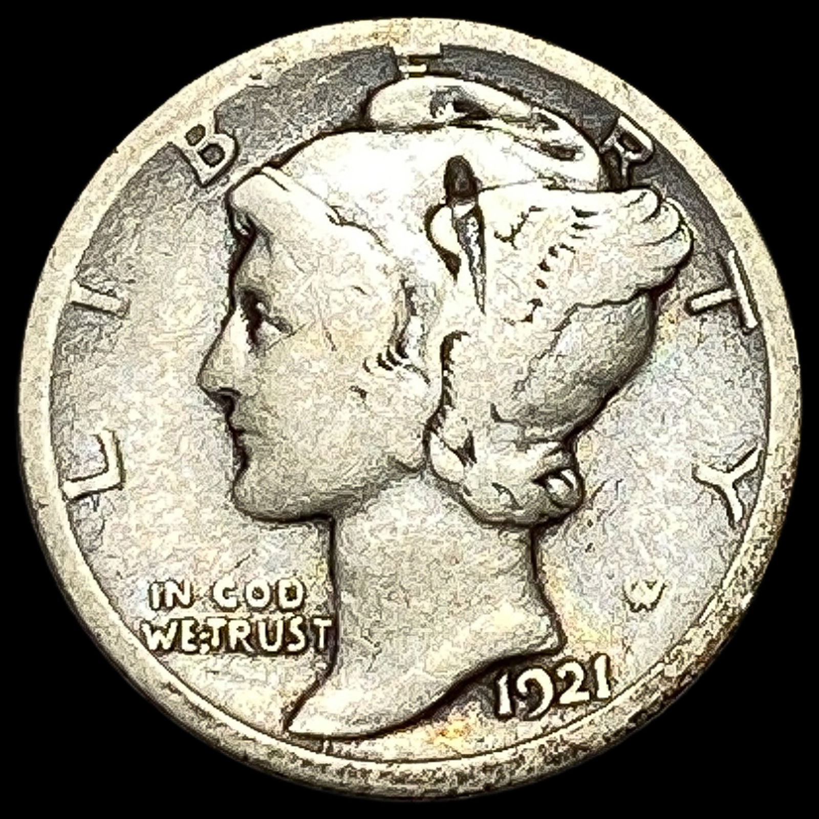 1921-D Silver Mercury Dime LIGHTLY CIRCULATED: 1921-D Silver Mercury Dime LIGHTLY CIRCULATED