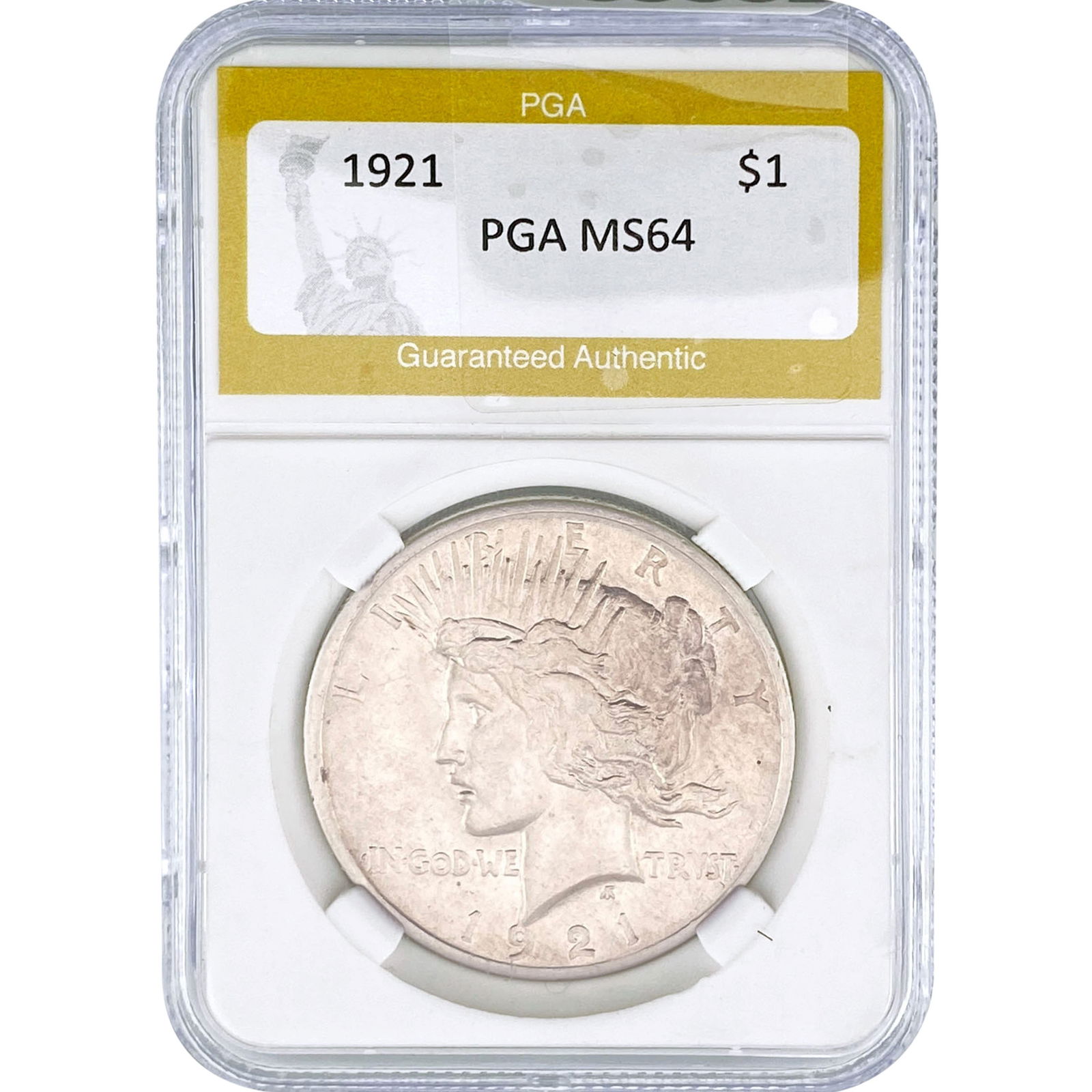 1921 Silver Peace Dollar PGA MS64: 1921 Silver Peace Dollar PGA MS64