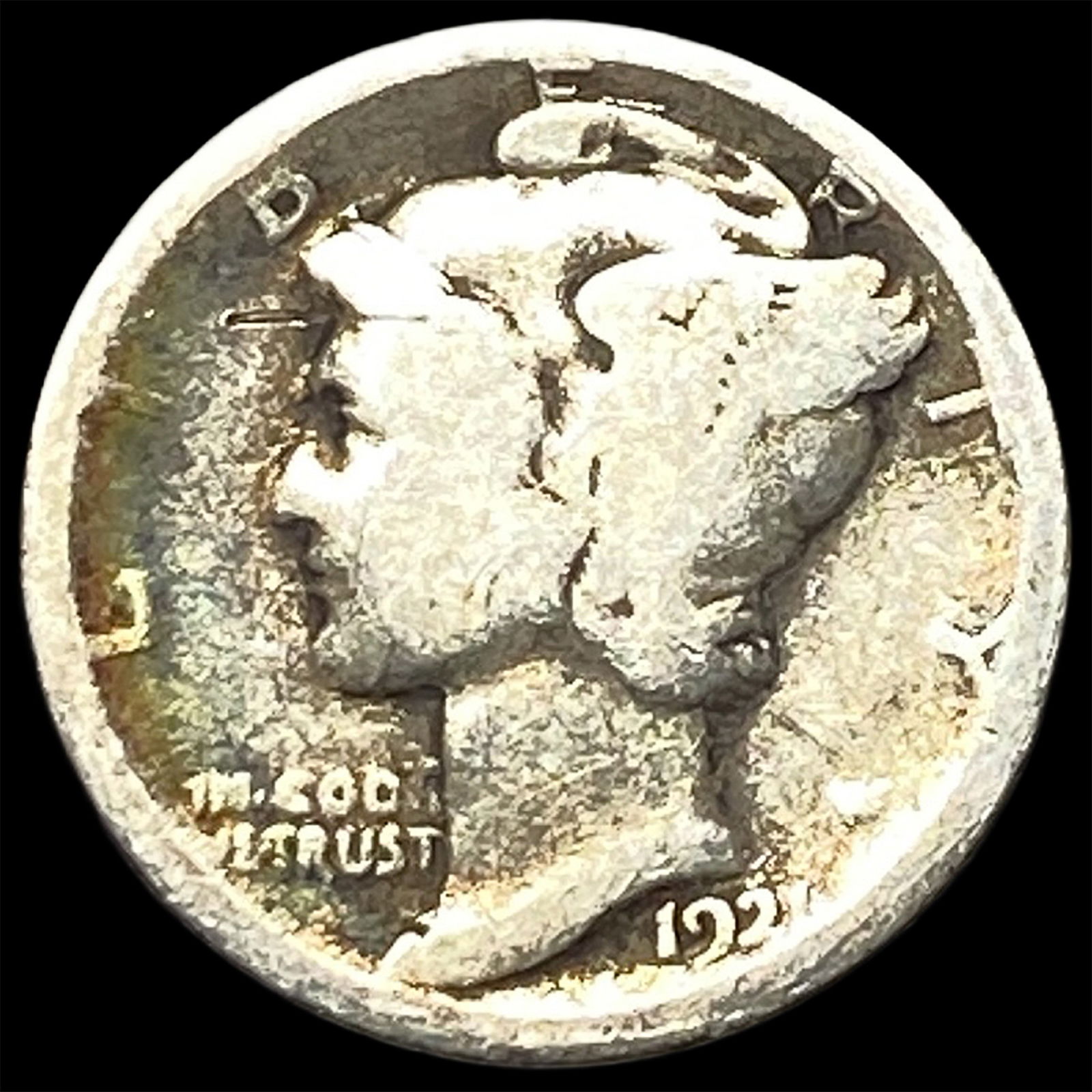 1921 Silver Mercury Dime NICELY CIRCULATED: 1921 Silver Mercury Dime NICELY CIRCULATED