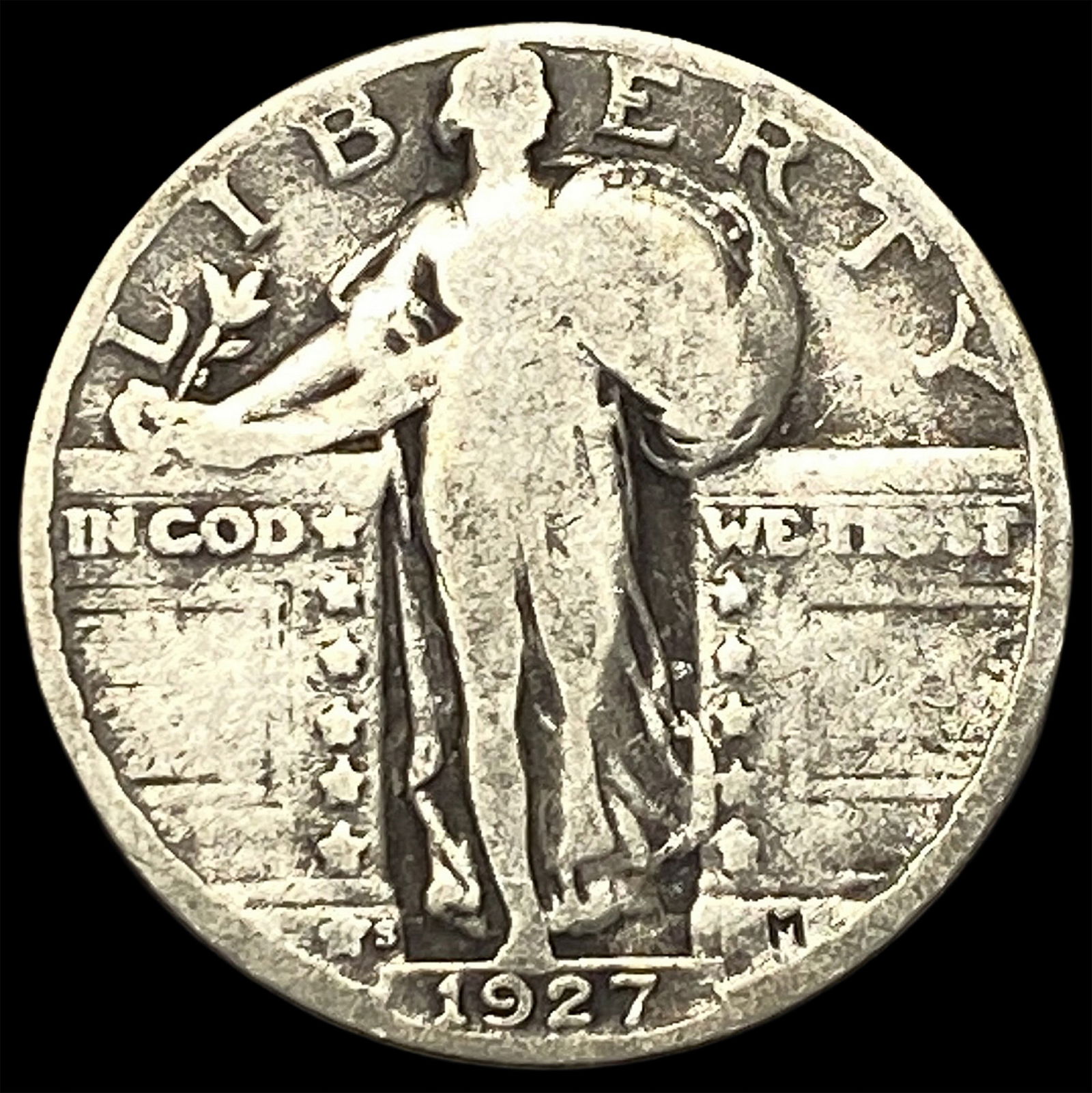 1927-S Silver Standing Liberty Quarter NICELY CIRCULATED: 1927-S Silver Standing Liberty Quarter NICELY CIRCULATED