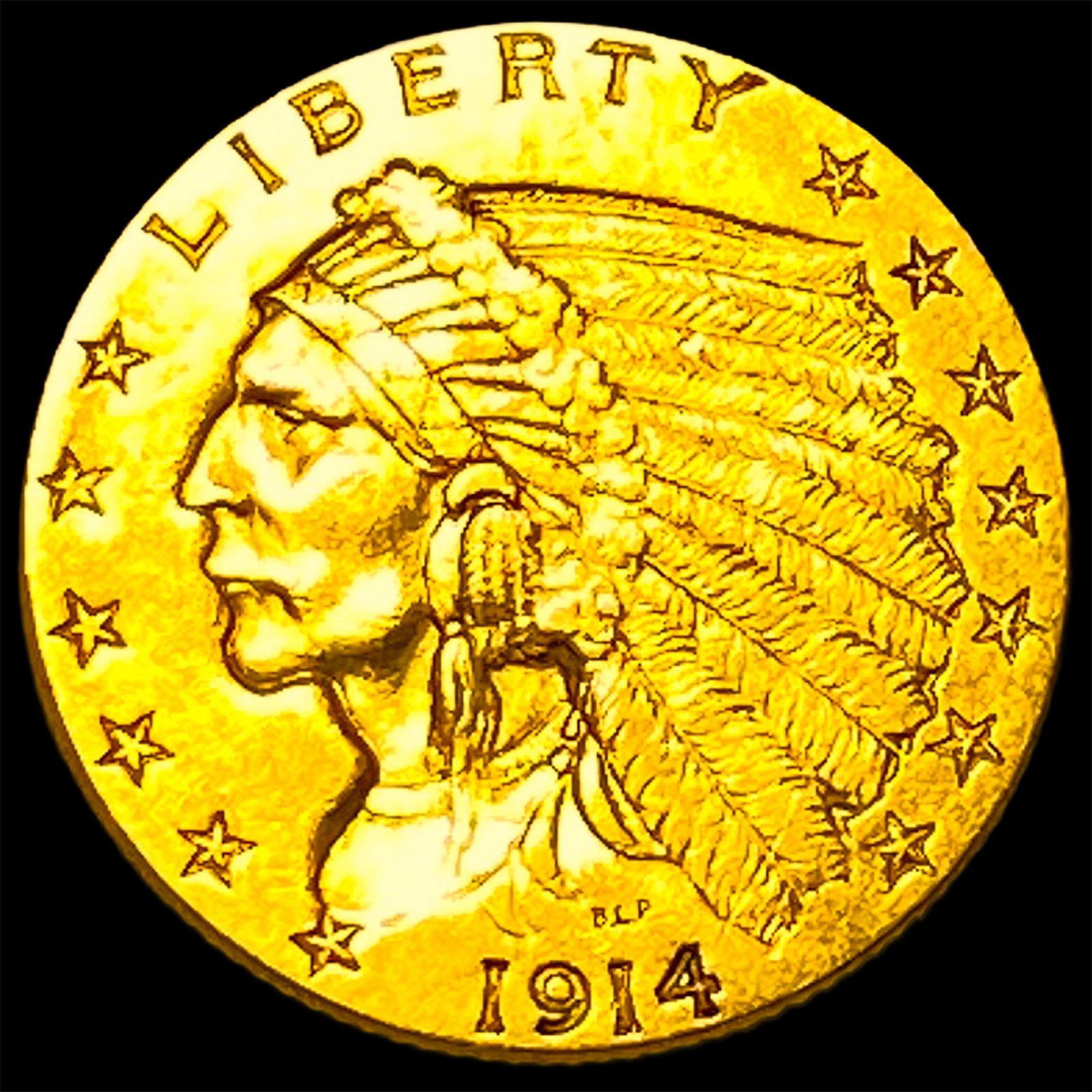 1914 Indian Head $2.5 Gold Quarter Eagle CLOSELY UNCIRCULATED (1 of 2)