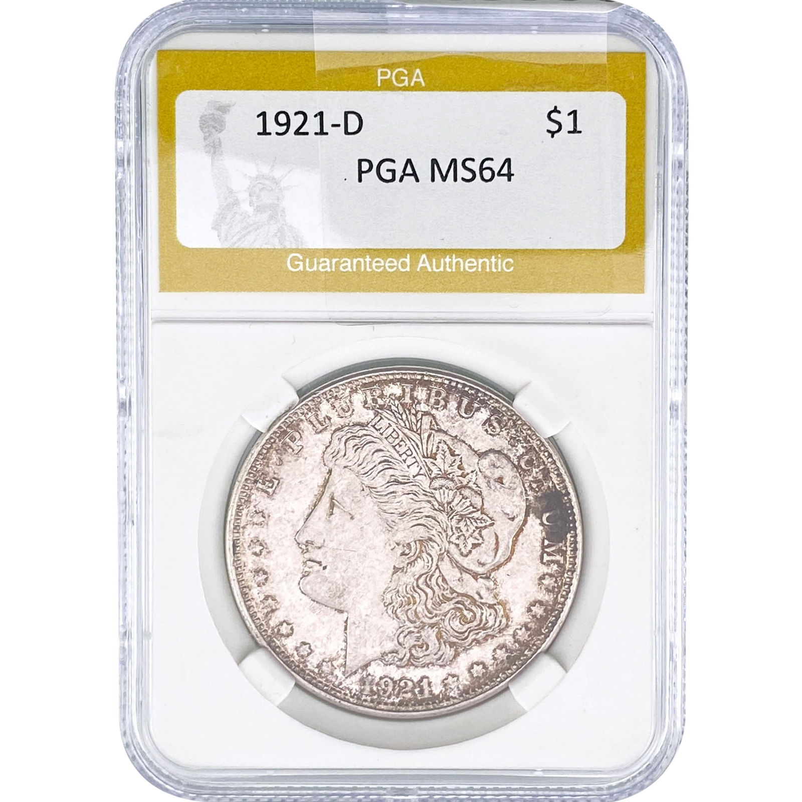 1921-D Morgan Silver Dollar PGA MS64: 1921-D Morgan Silver Dollar PGA MS64