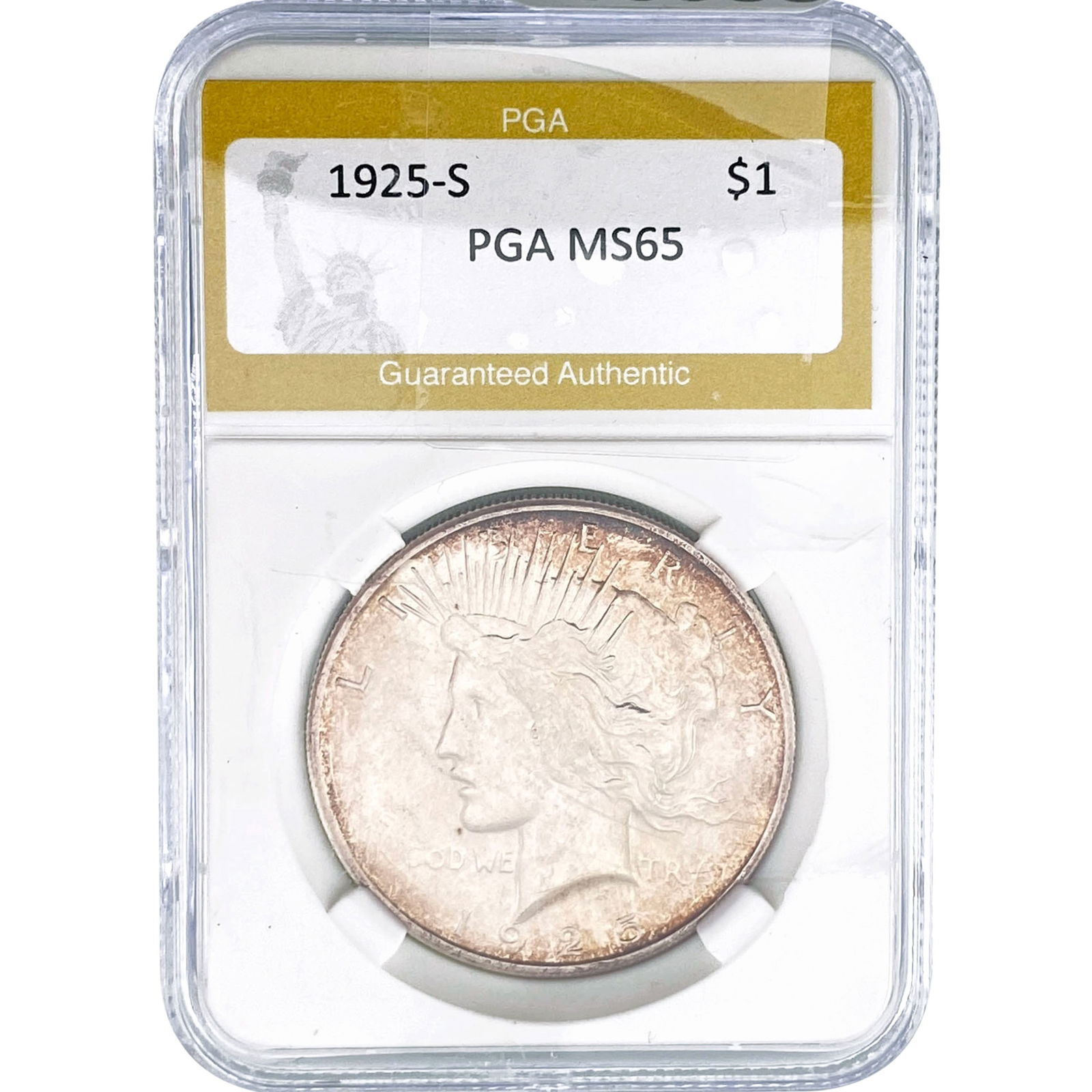 1925-S Silver Peace Dollar PGA MS65: 1925-S Silver Peace Dollar PGA MS65