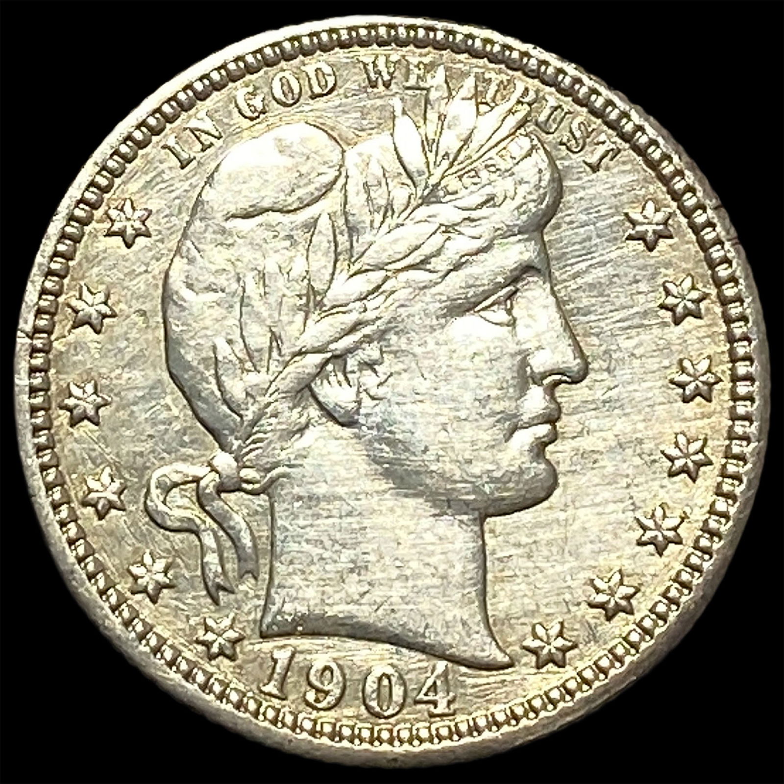 1904 Barber Silver Quarter CLOSELY UNCIRCULATED: 1904 Barber Silver Quarter CLOSELY UNCIRCULATED