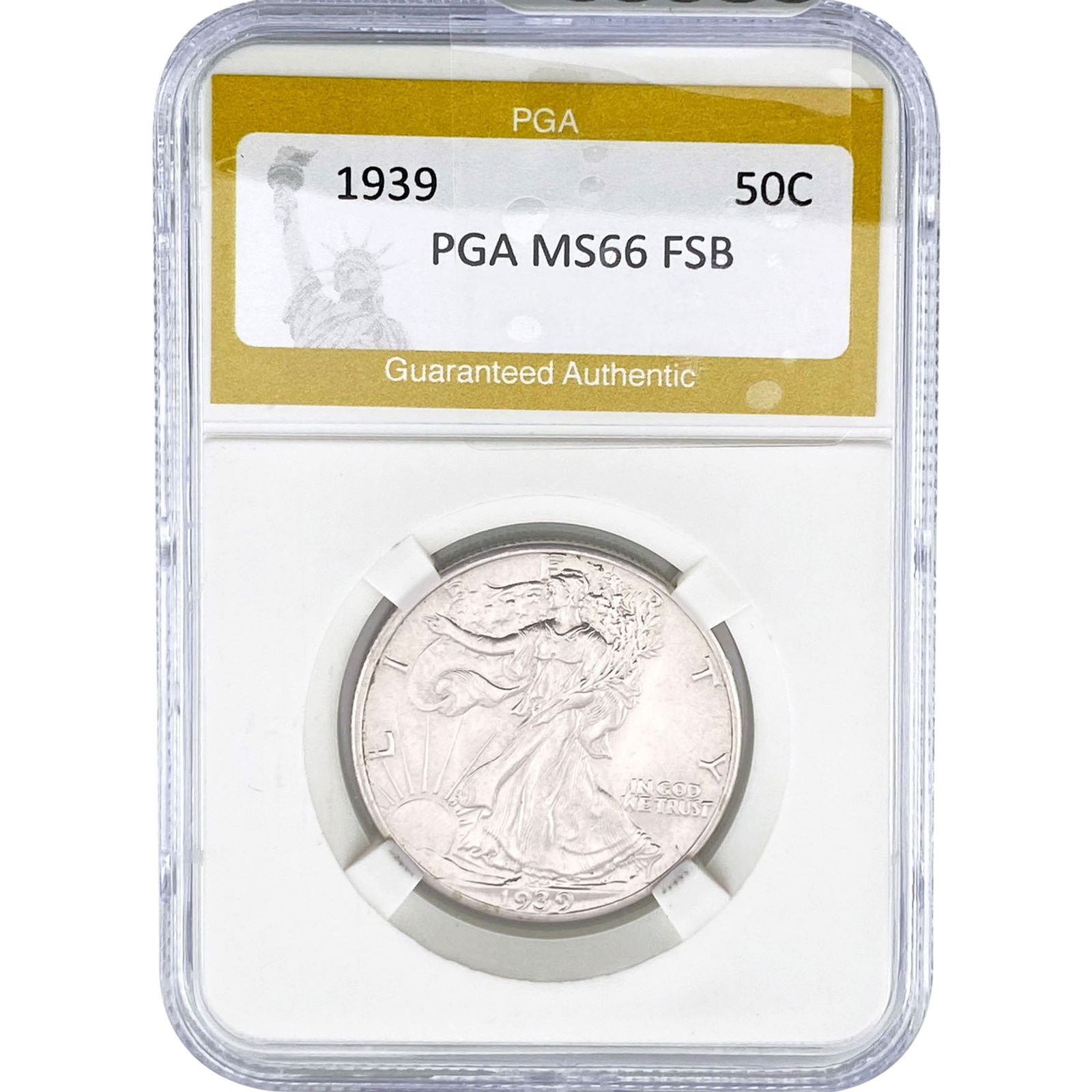 1939 Walking Liberty Half Dollar PGA MS66 FSB: 1939 Walking Liberty Half Dollar PGA MS66 FSB