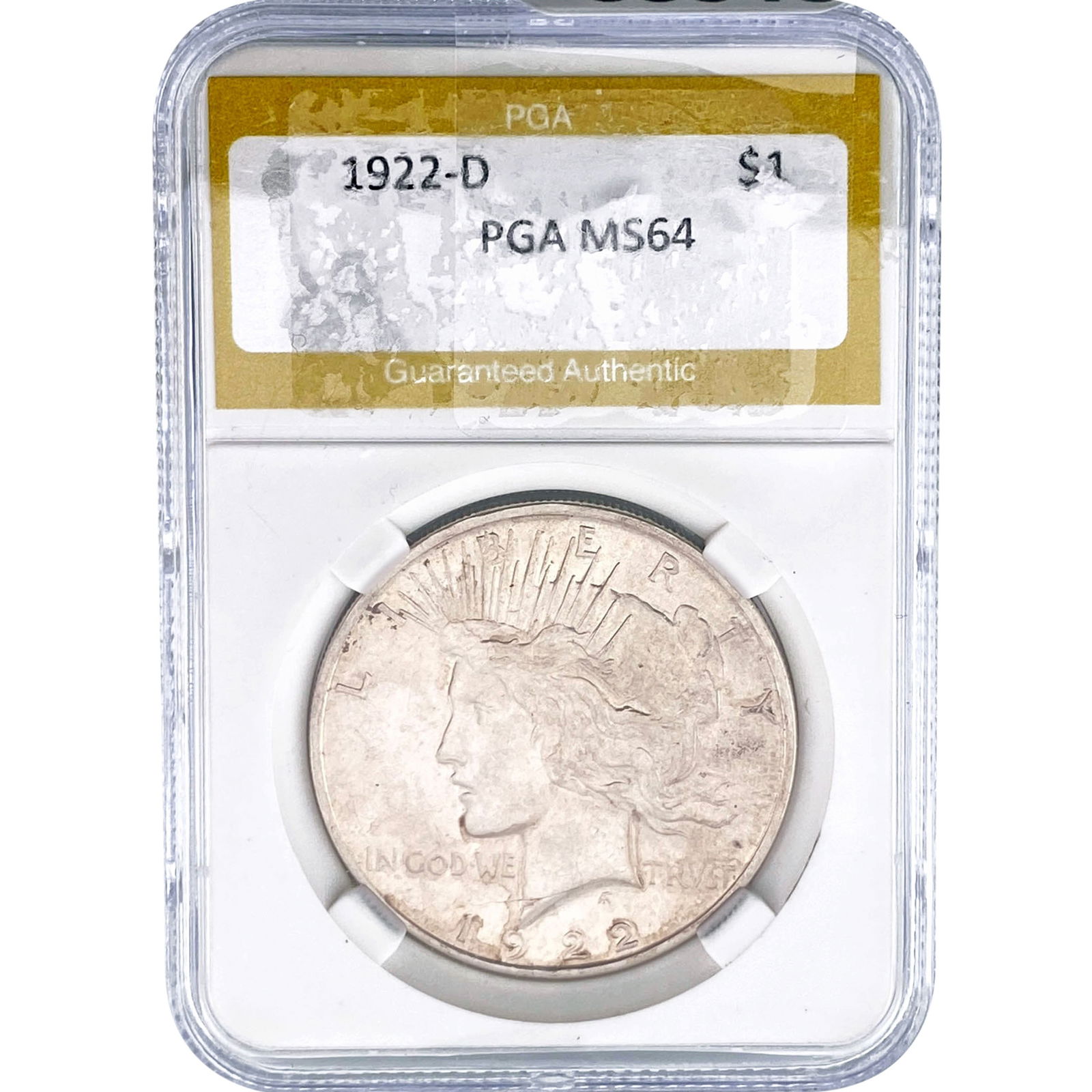 1922-D Silver Peace Dollar PGA MS64: 1922-D Silver Peace Dollar PGA MS64