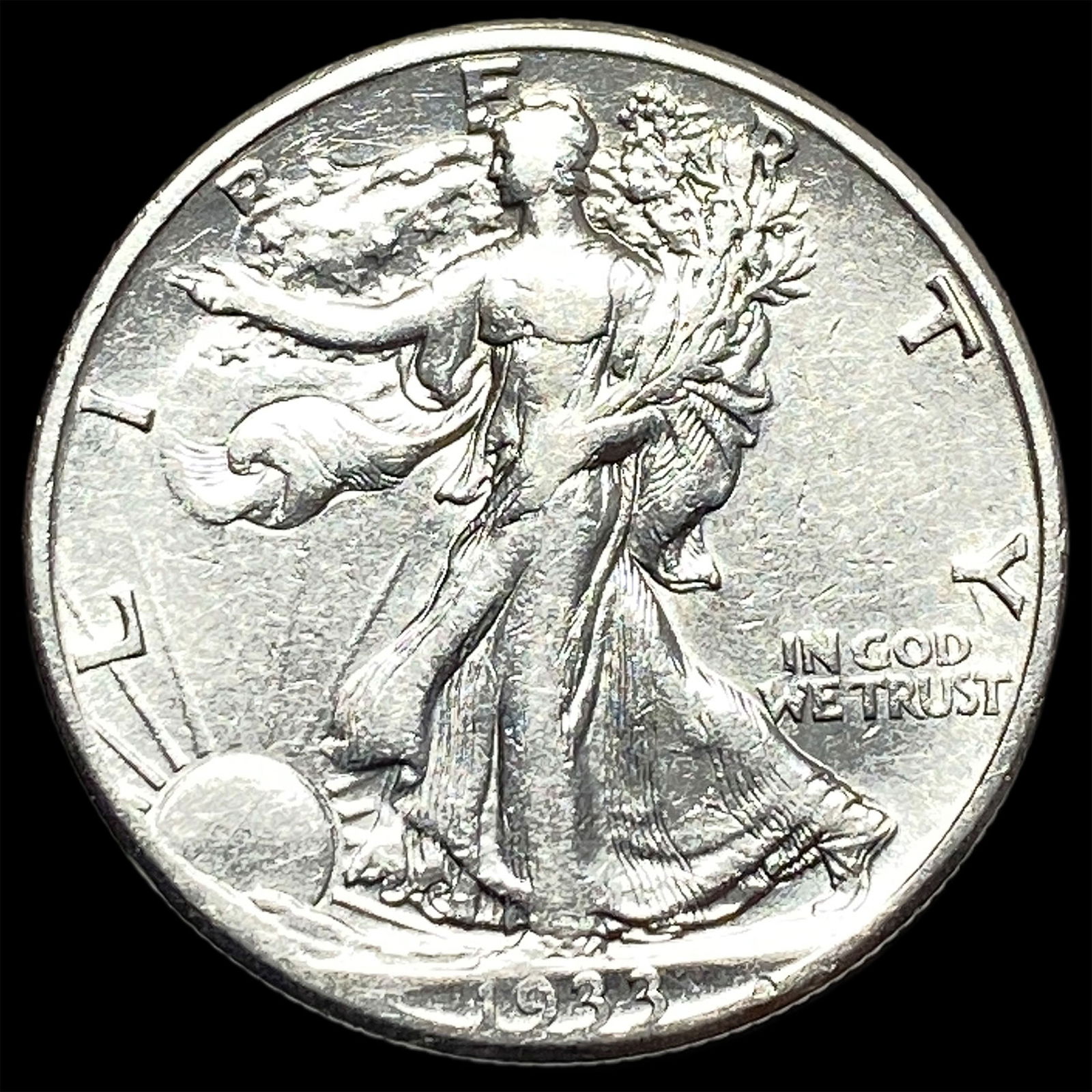 1933-S Silver Walking Liberty Half Dollar CLOSELY UNCIRCULATED: 1933-S Silver Walking Liberty Half Dollar CLOSELY UNCIRCULATED