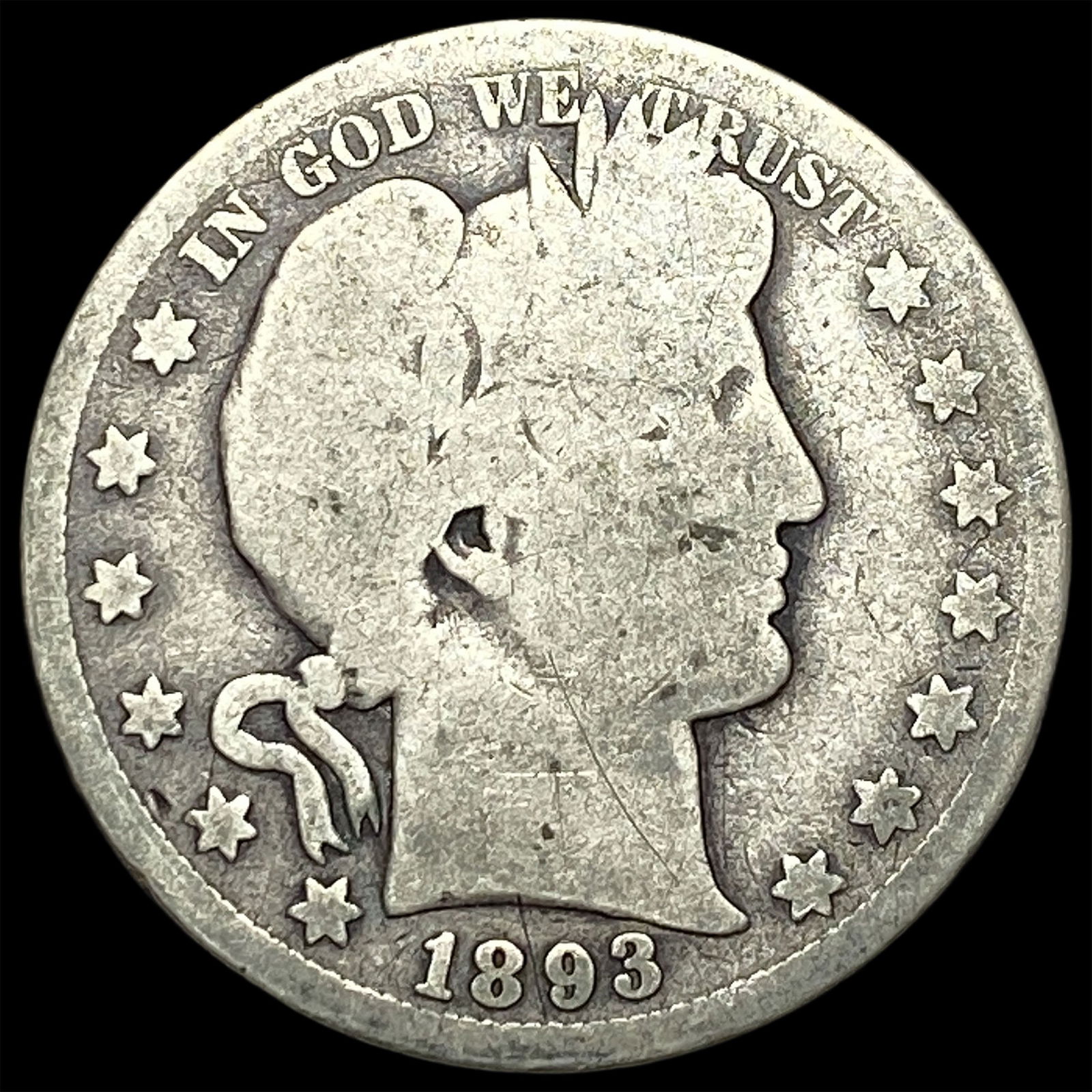 1893-S Silver Barber Half Dollar NICELY CIRCULATED: 1893-S Silver Barber Half Dollar NICELY CIRCULATED
