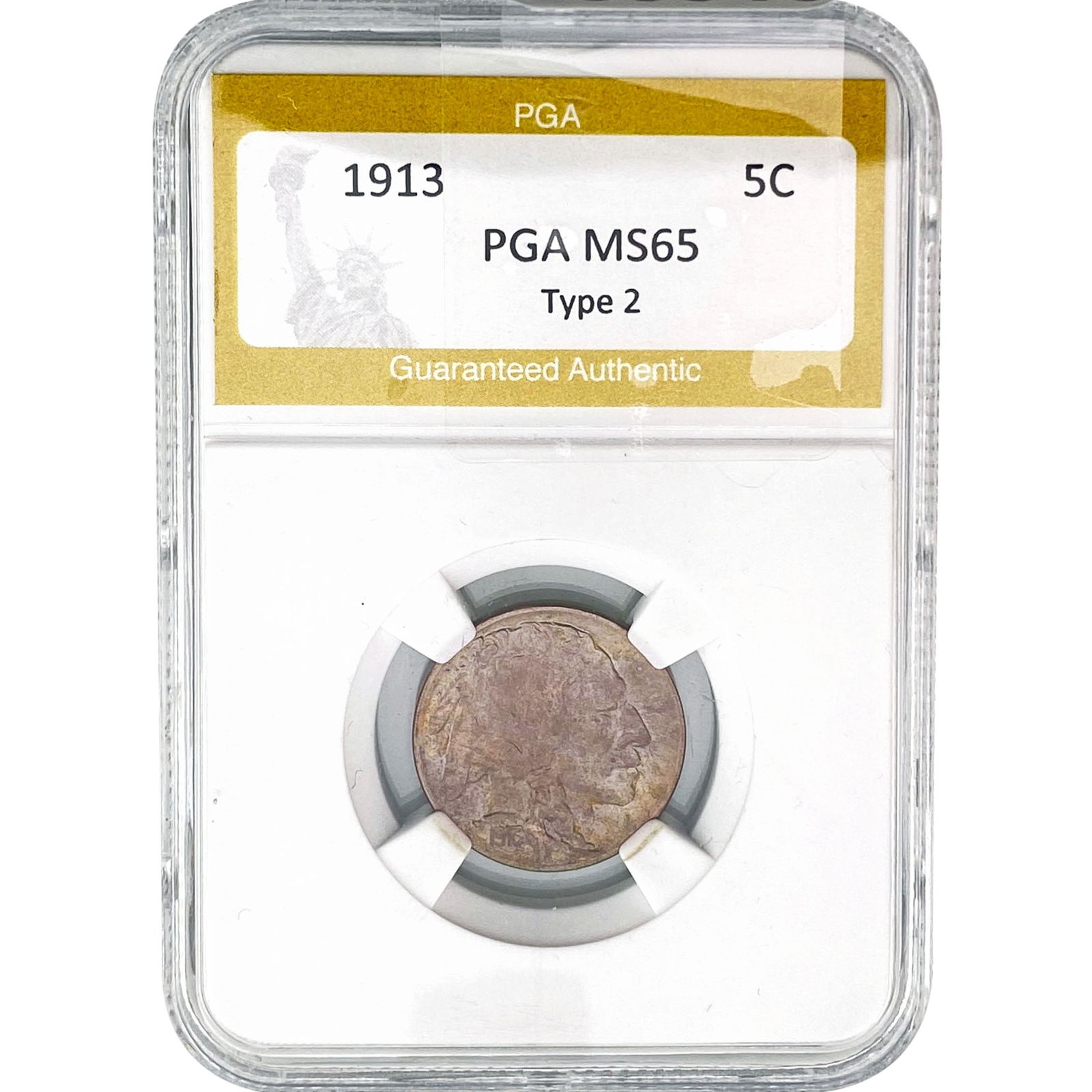 1913 Buffalo Nickel PGA MS65 Type 2: 1913 Buffalo Nickel PGA MS65 Type 2