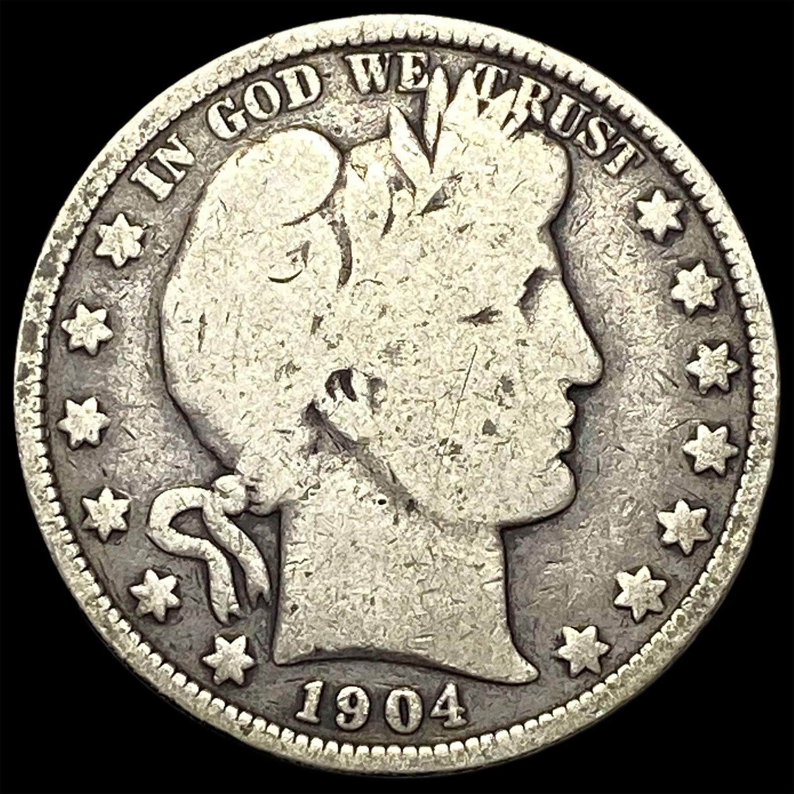 1904-O Silver Barber Half Dollar NICELY CIRCULATED (1 of 2)