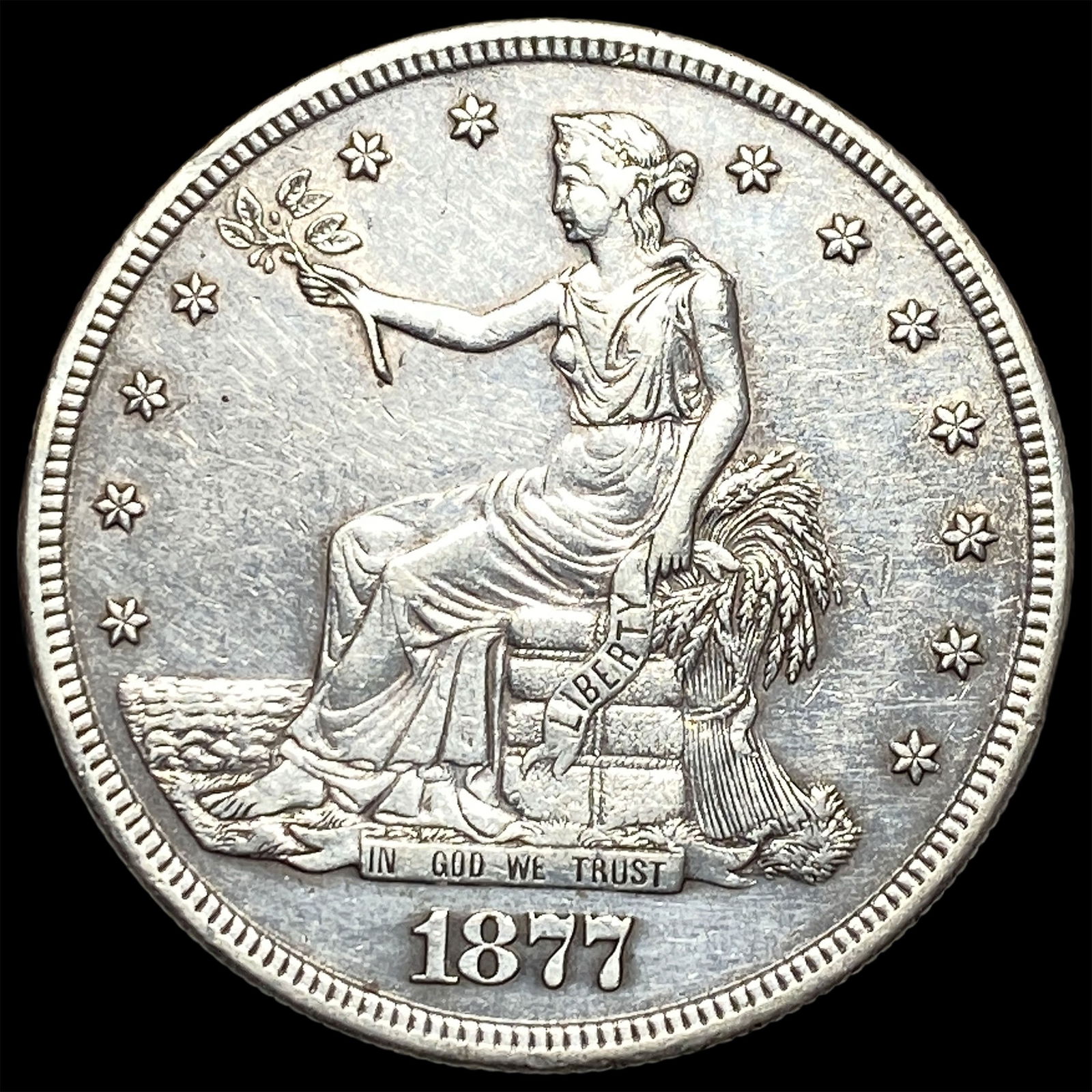 1877-S Silver Trade Dollar NEARLY UNCIRCULATED: 1877-S Silver Trade Dollar NEARLY UNCIRCULATED
