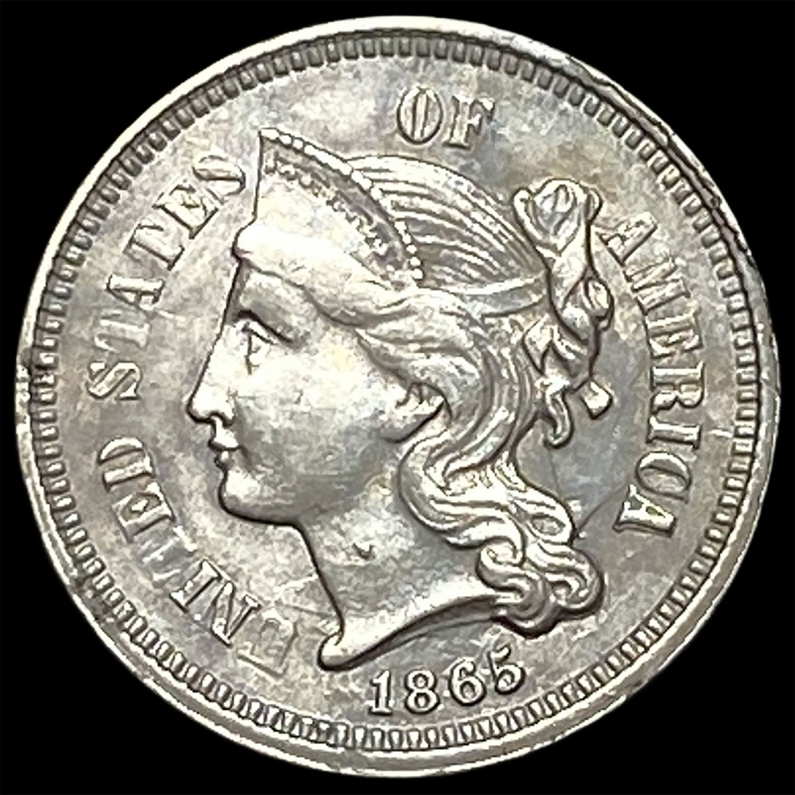 1865 Nickel Three-Cent Piece CLOSELY UNCIRCULATED (1 of 2)