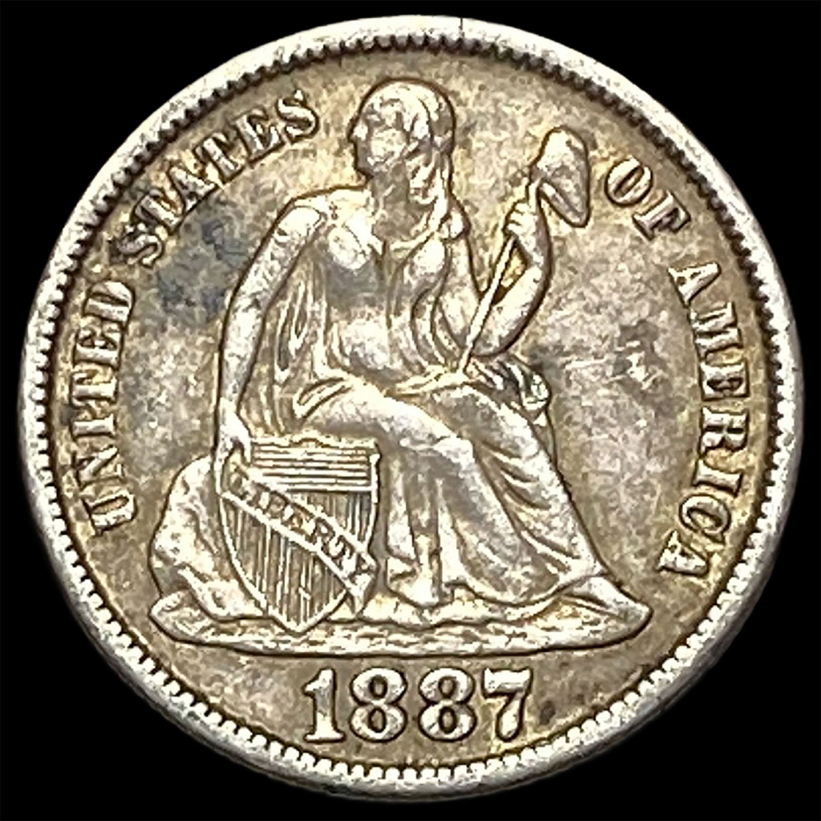 1887-S Silver Seated Liberty Dime CLOSELY UNCIRCULATED (1 of 2)