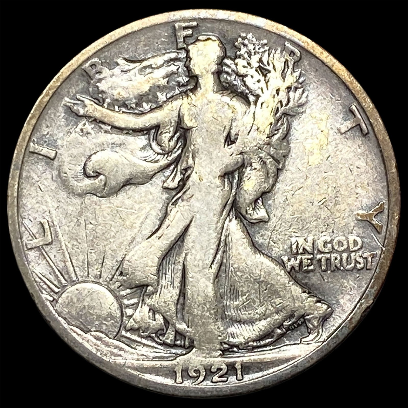 1921-S Silver Walking Liberty Half Dollar LIGHTLY CIRCULATED (1 of 2)