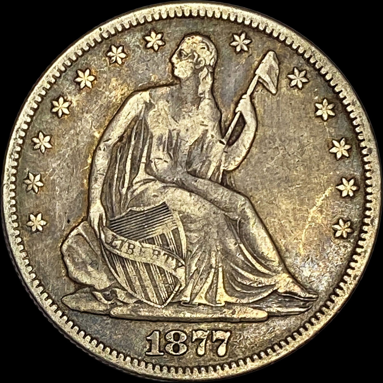 1877 Seated Liberty Half Dollar NEARLY UNCIRCULATED: 1877 Seated Liberty Half Dollar NEARLY UNCIRCULATED