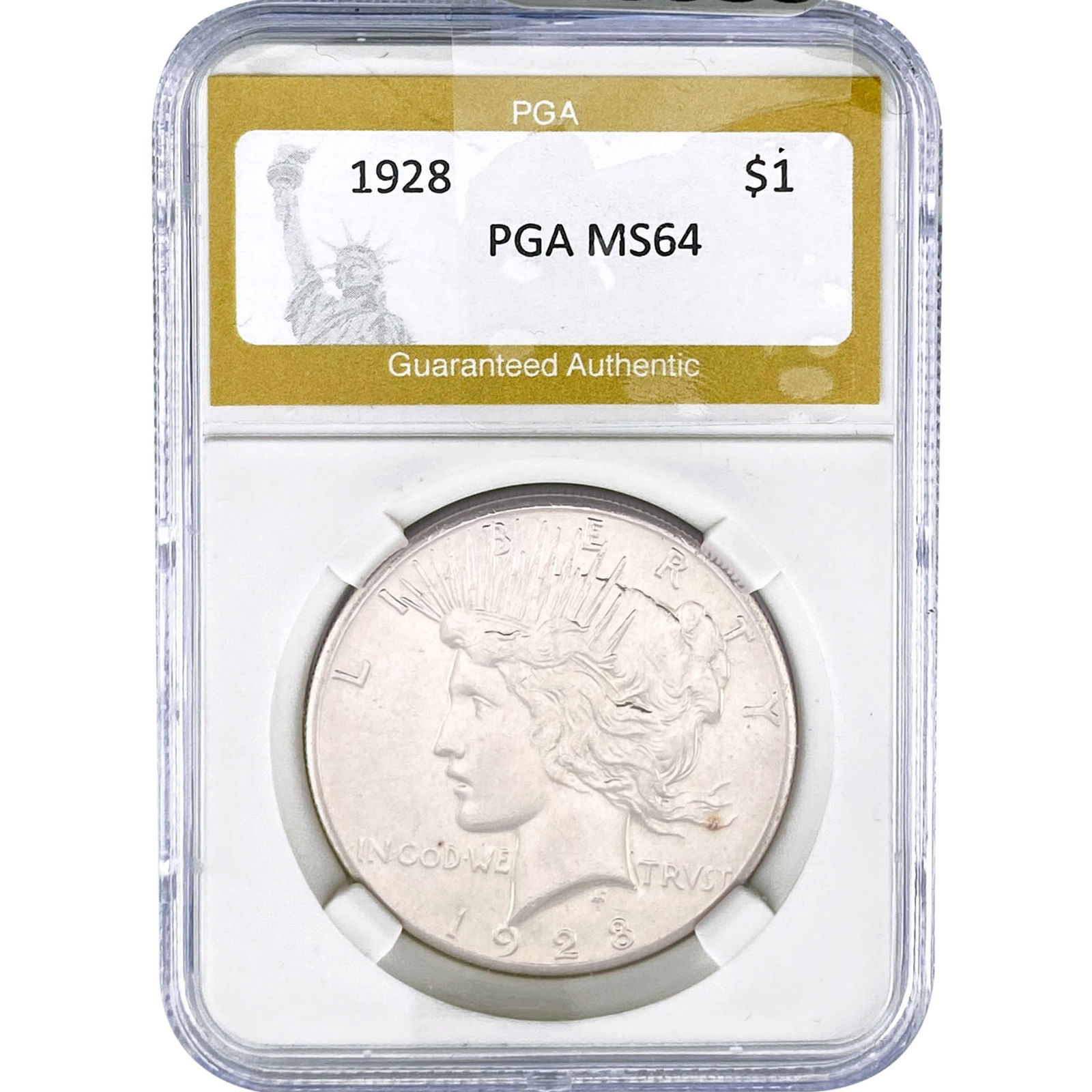 1928 Silver Peace Dollar PGA MS64: 1928 Silver Peace Dollar PGA MS64