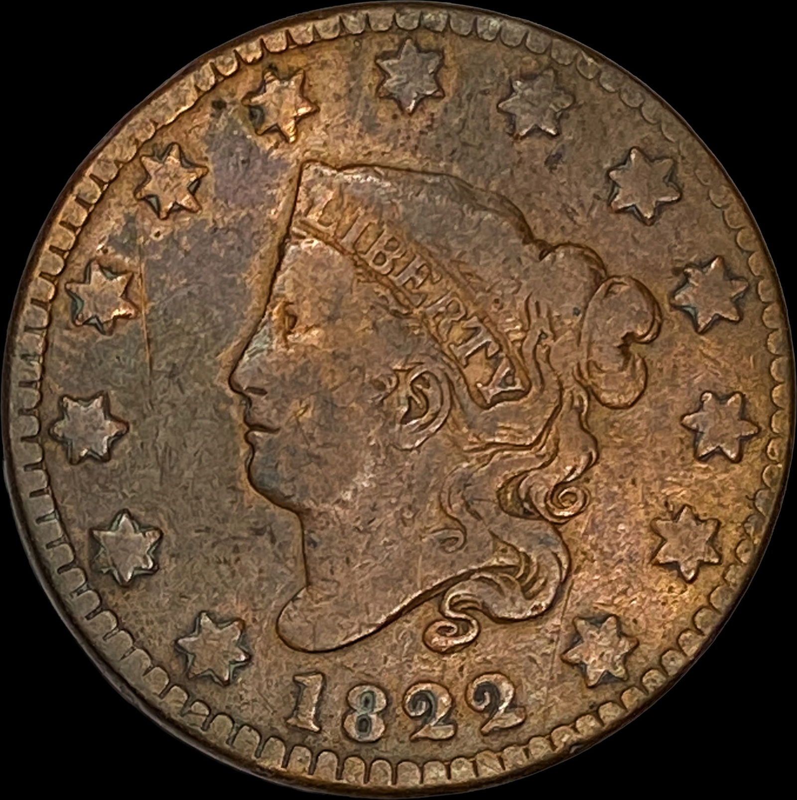 1822 Coronet Head Large Cent HIGH GRADE: 1822 Coronet Head Large Cent HIGH GRADE