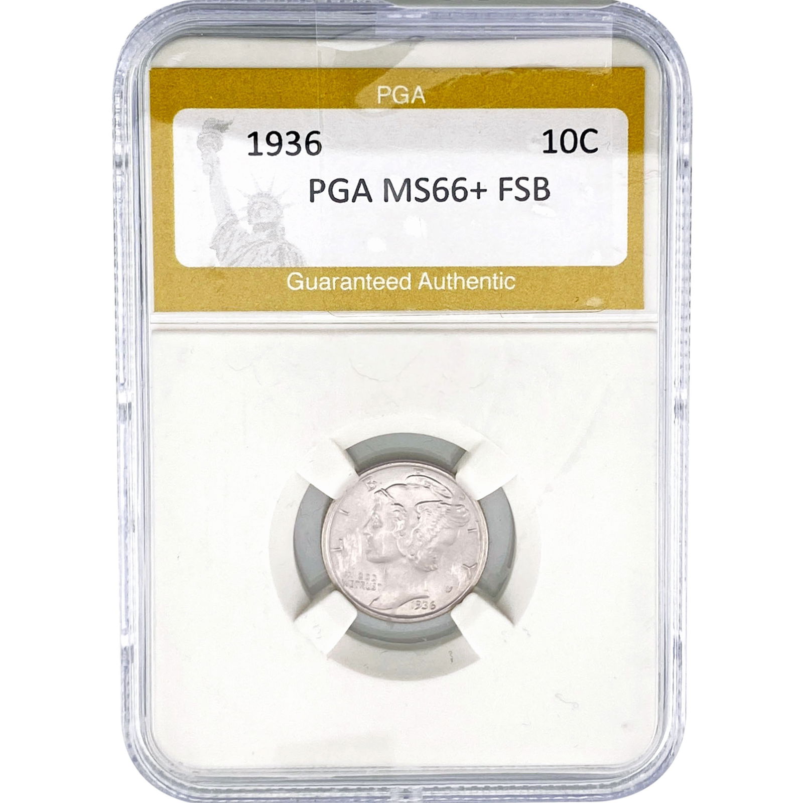 1936 Mercury Silver Dime PGA MS66+ FSB: 1936 Mercury Silver Dime PGA MS66+ FSB